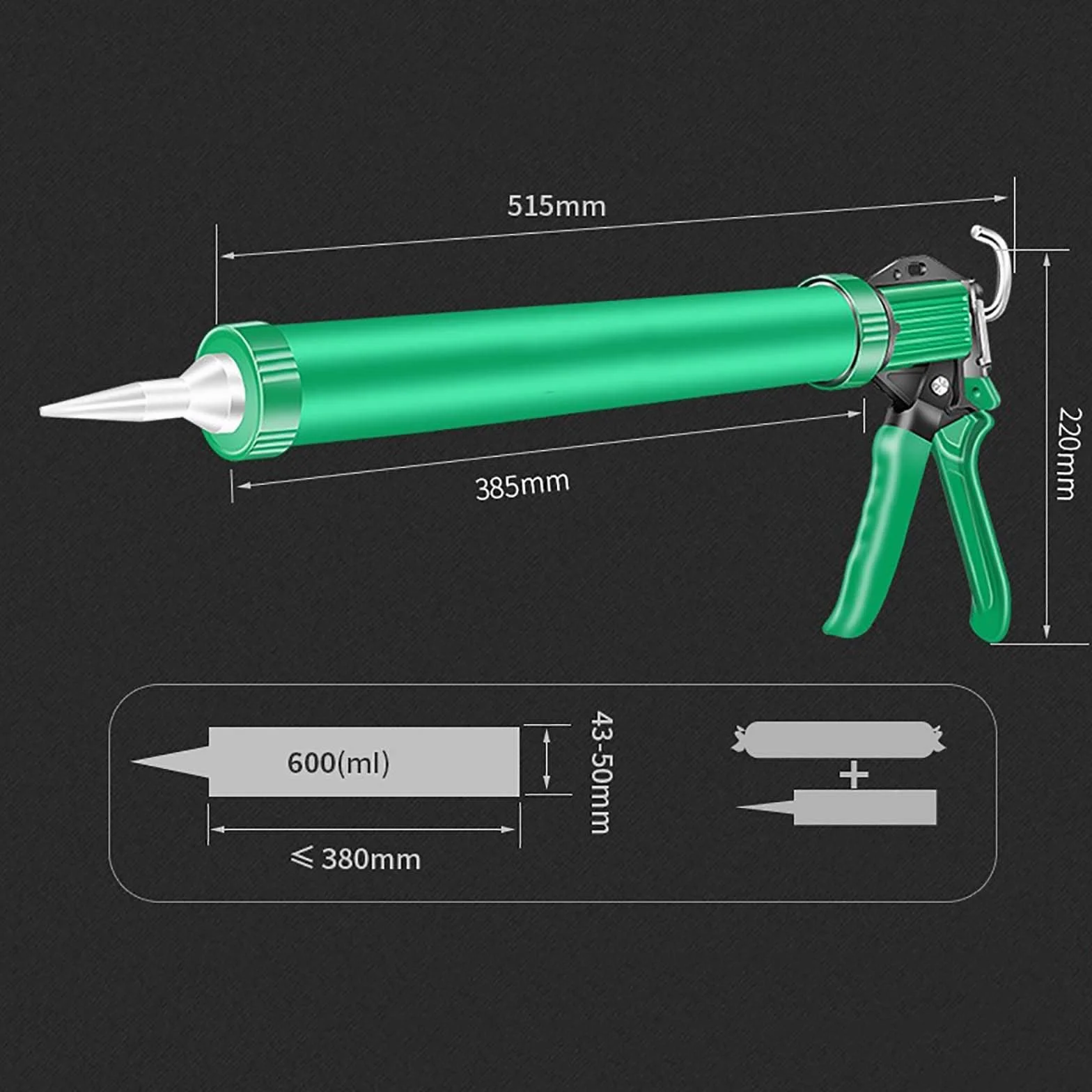 Pistolet uszczelniający, ciężki pistolet uszczelni Tuby z masy uszczelniającej Heavy Duty DIY All Trades Dozownik Narzędzie Uszczelniacze Pistolet do mocowania żywicy Kartridże Aplikator do masy uszcz