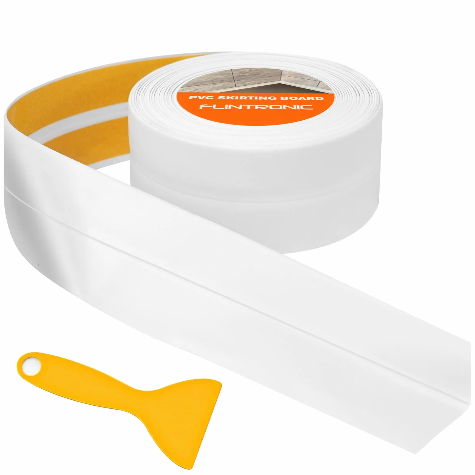 flintronic Miękka listwa przypodłogowa, 30 x 30 mm, 5 m, miękka, samoprzylepna, do kuchni i łazienki, samoprzylepna listwa wykończeniowa z PCW, elastyczna listwa zginająca – taśma uszczelniająca do