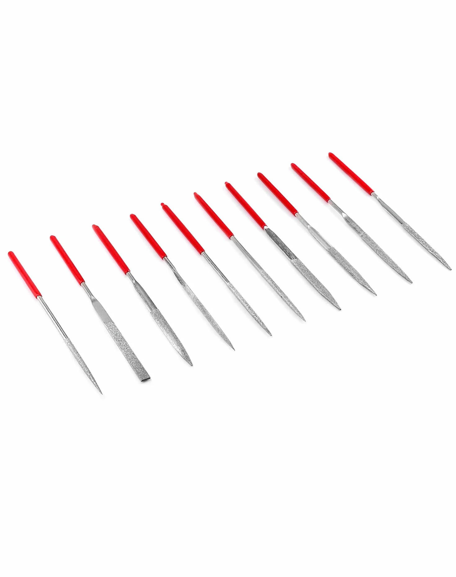 QWORK® Zestaw pilników diamentowych, pilniki igiełkowe 3mmx140mm Mini pilniki diamentowe do miękkiego metalu, drewna, kamienia, plastiku, 10 szt.