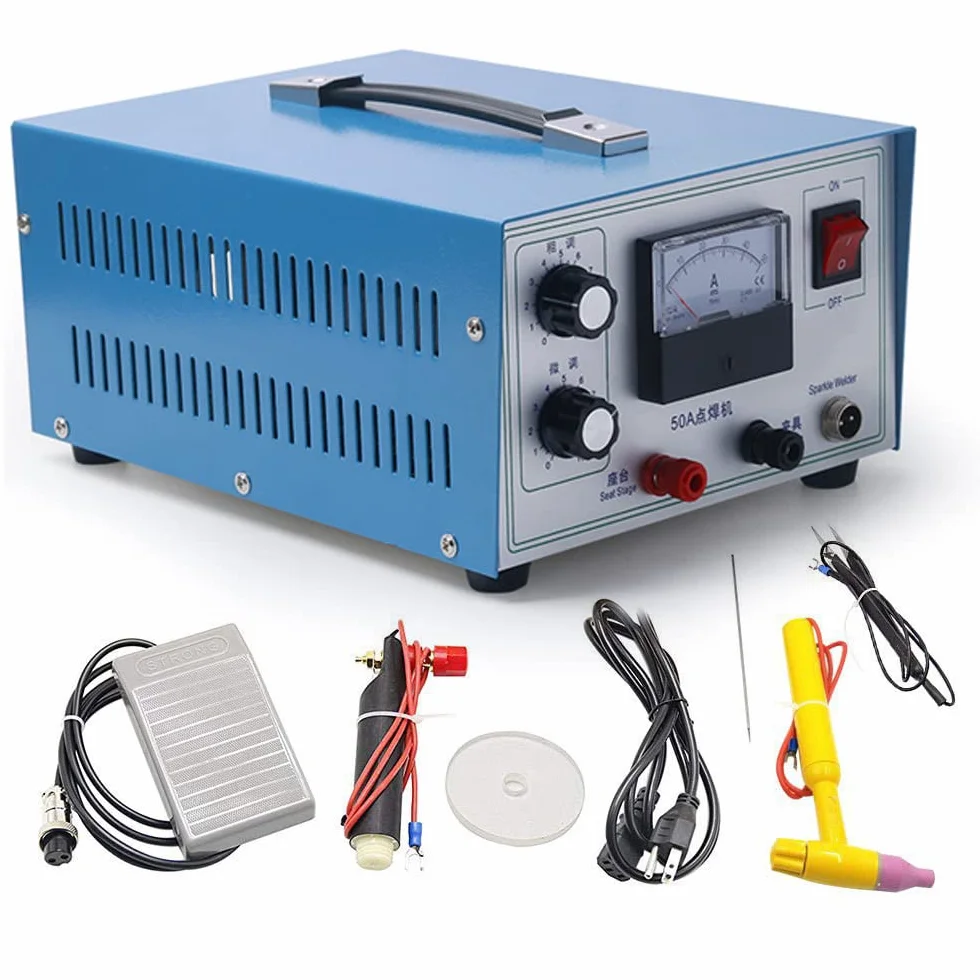 400W Mini Spot Spawarka Złota Srebrna Biżuteria Spawarka laserowa z uchwytem narzędziem, Automatyczna spawarka biżuterii punktowa, dla złota srebrna platyna z pedałem nożnym 50A