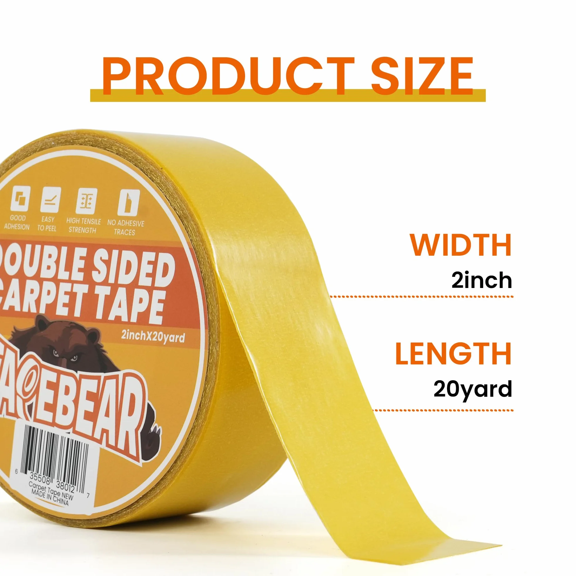 TAPEBEAR Carpet Tape 5 cm x 60 m, żółta