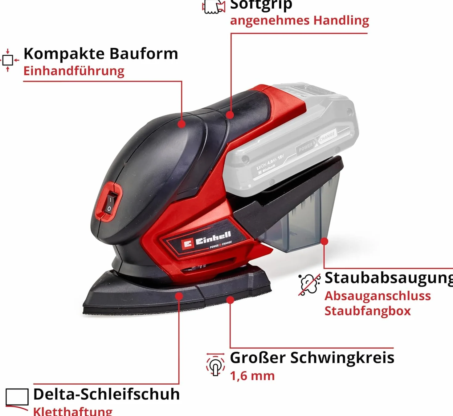 Einhell TE-OS 18/150 Li-Solo Akumulatorowa Multiszlifierka 18V Li-ion 24000 min-1