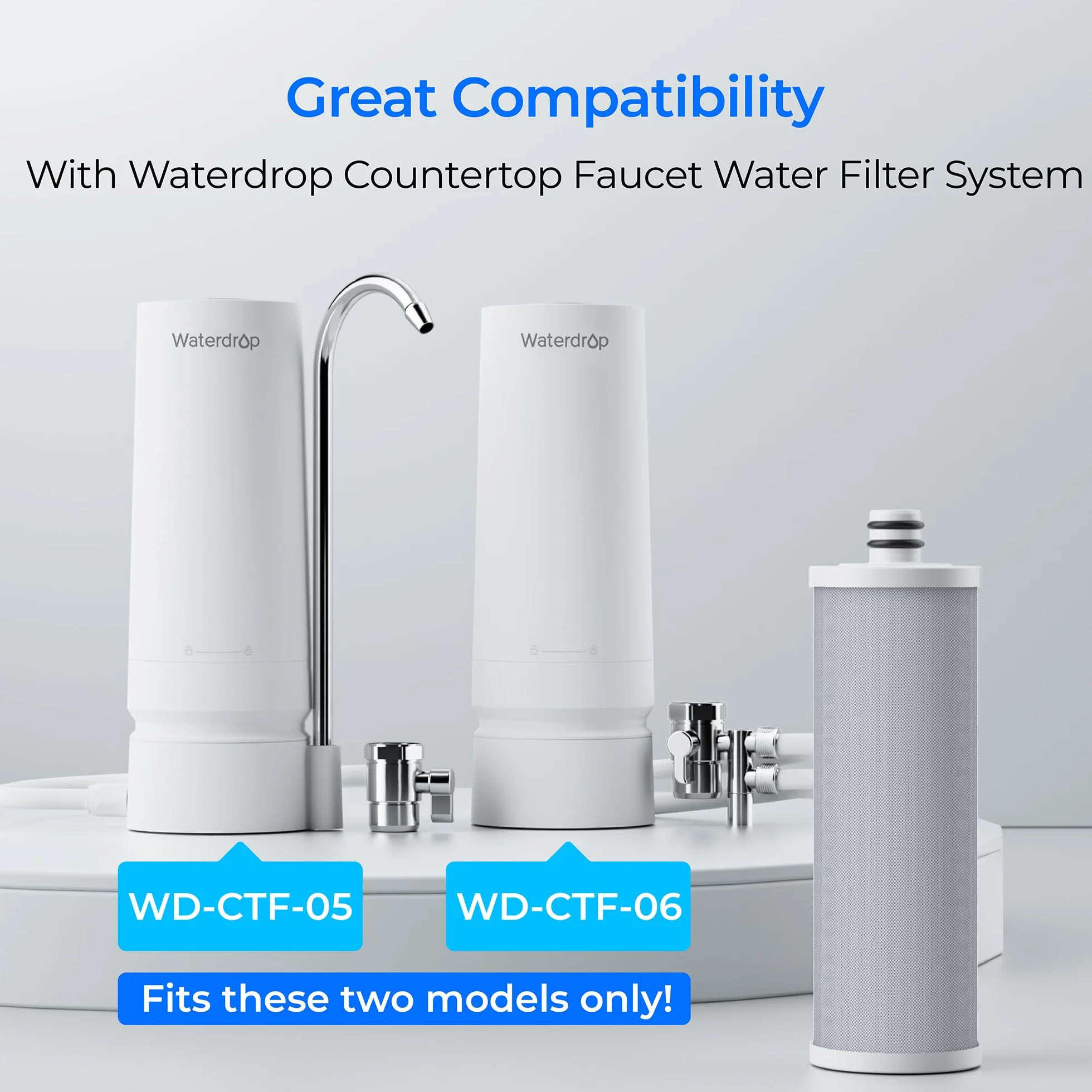 Waterdrop WD-CFF-03 Filtr Wymienny, Filtr Wody do Blatu, Wydajność 4000 Galonów, Wymienny Filtr Wody do Zlewu, Wymiana dla WD-CTFS-05, WD-CTF-06, 1 Sztuka