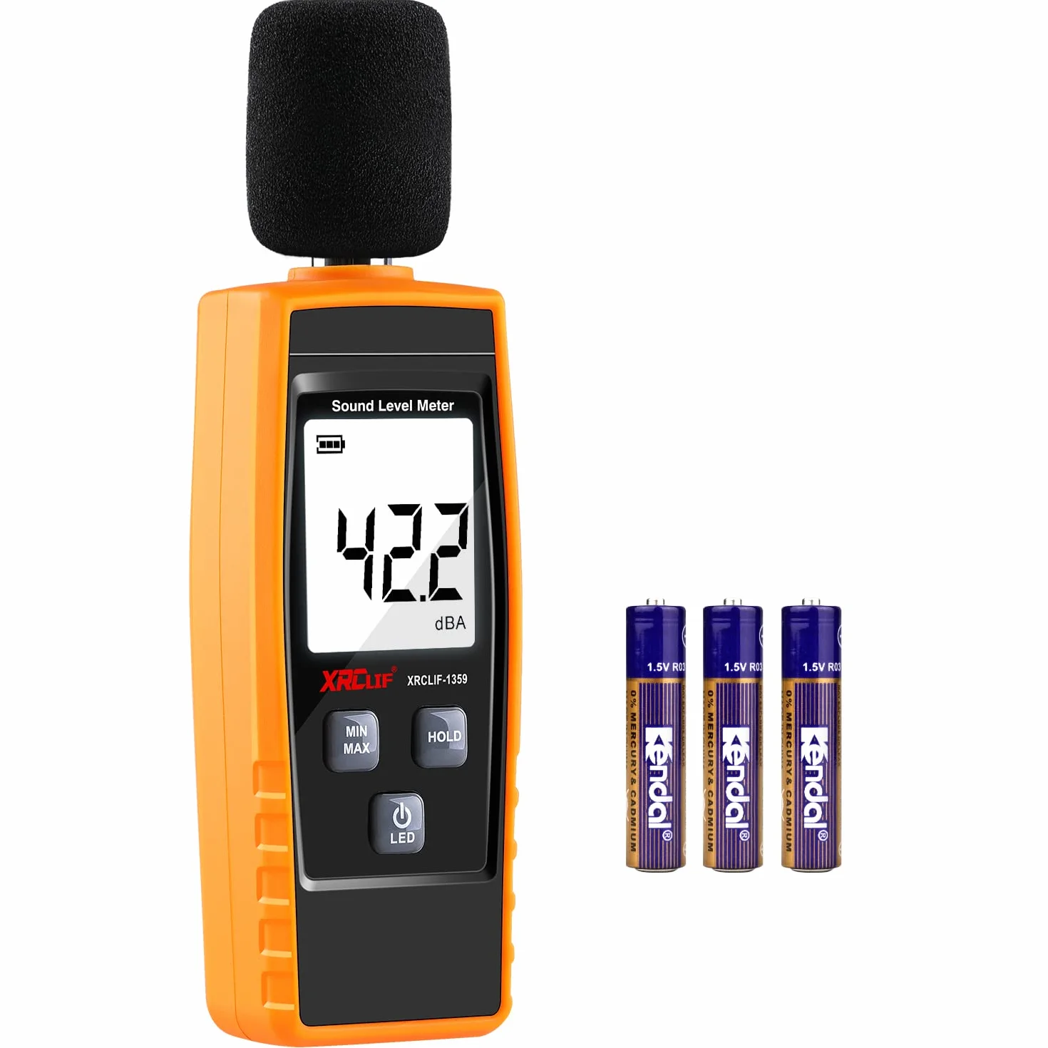 Cyfrowy miernik dźwięku dB, urządzenie przenośne, pomiar 30-130 dB(A), wyświetlanie LCD, funkcje max/min/trzymanie, alarm programowalny