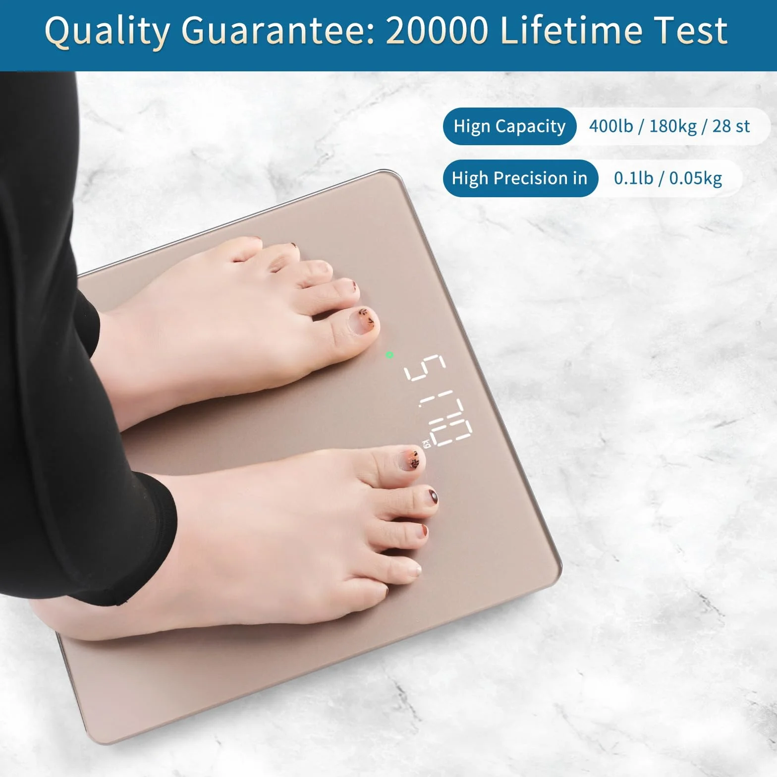 Homebuds Waga Cyfrowa, Wysoka Precyzja 0,05kg Przez Nasza Profesjonalna Fabryka Od 2001, Waga Cyfrowa do Ciala Step-on i Białą Diodą LED Dla łatwego Oglądania, 3 Baterie AAA W Zestawie, 182kg, Różowe