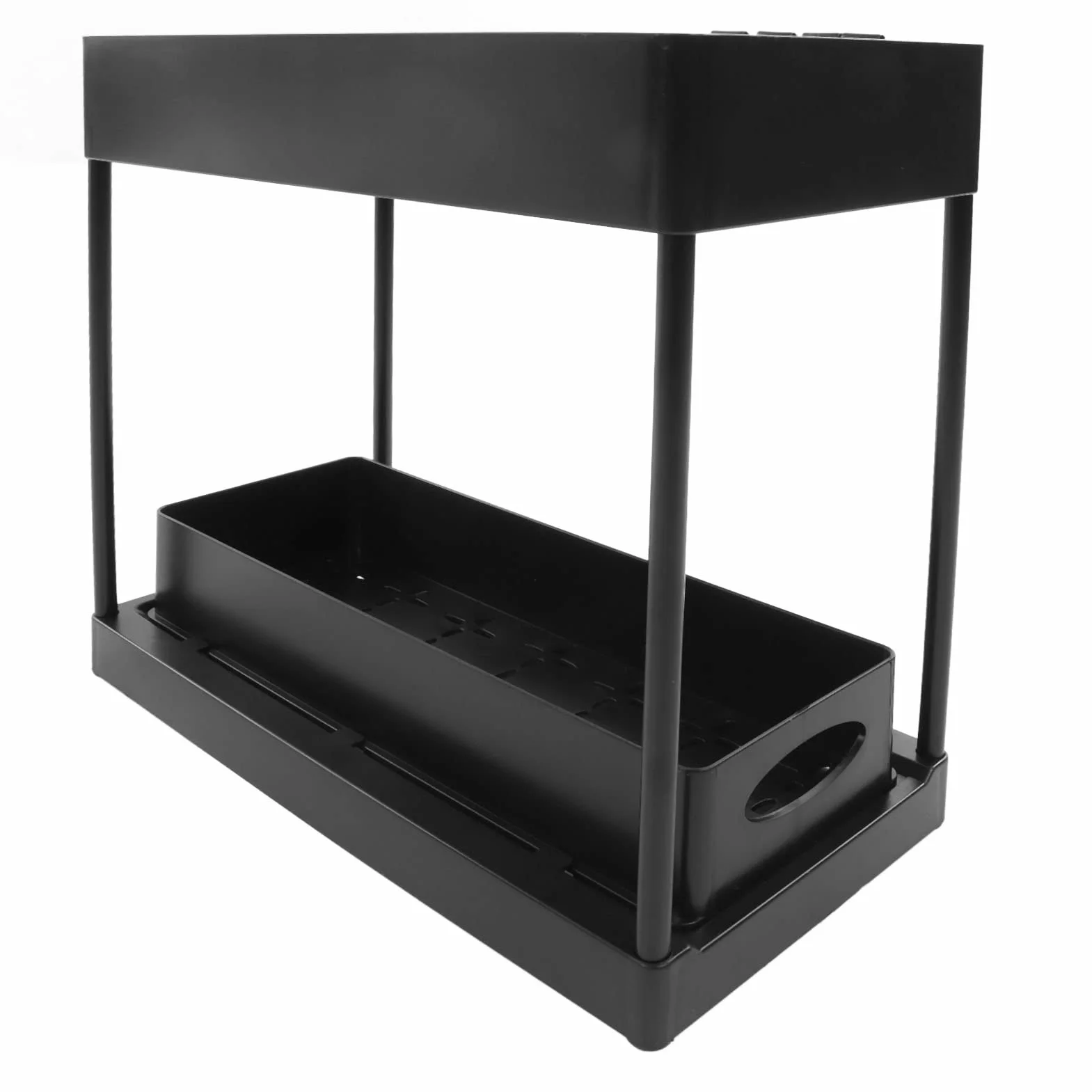 Organizer Pod Zlewozmywak, Praktyczny, Trwały i łatwy w Czyszczeniu materiał PP, Półka Pod Zlewozmywak do Biura (Czarny)