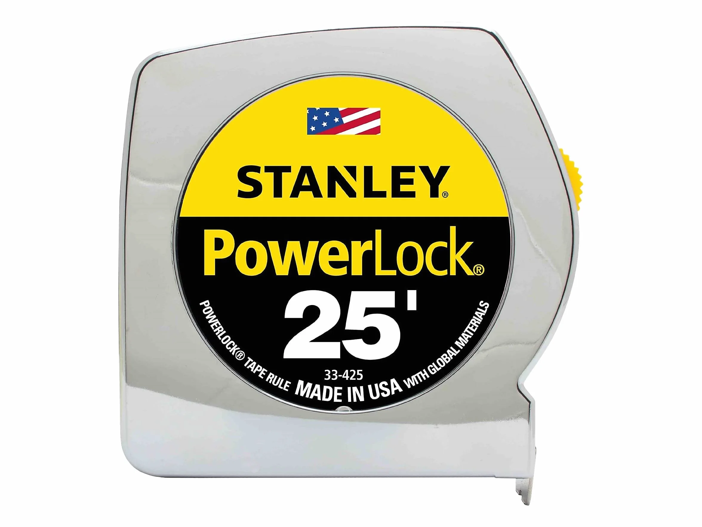 Stanley 33425 Powerlock II Power Return Rule, 1 x 7,6 m, chrom/żółty