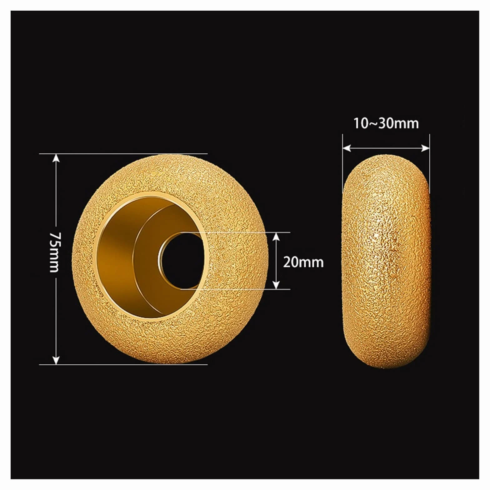 Diamentowa tarcza szlifierska Otwór o średnicy 20 mm 3 cale 75 mm lutowana na sucho ściernica diamentowa lutowana próżniowo Demi-bullnose krawędź marmurowa tarcza szlifierska(407 Shape 45mm)
