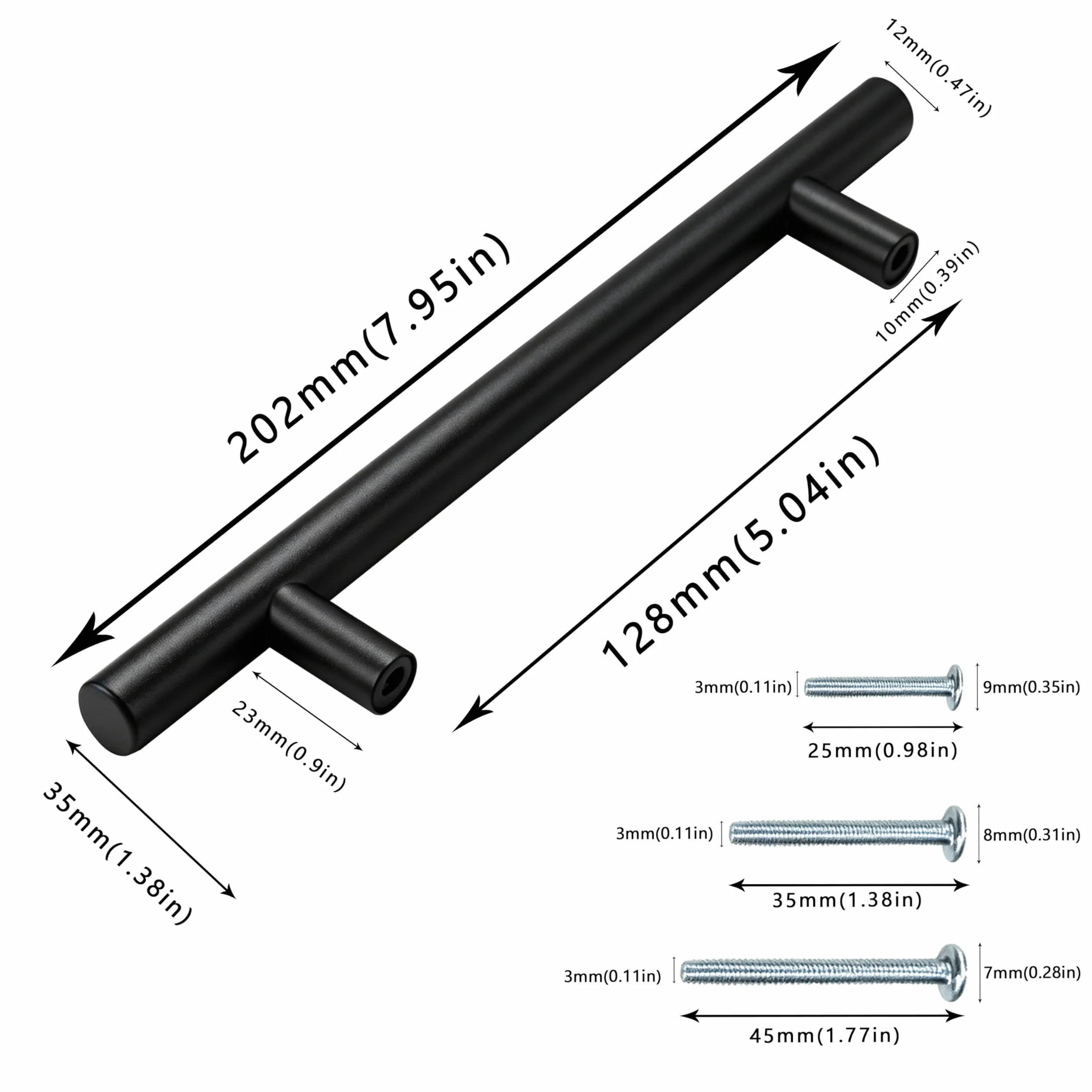 Aitodos® 20 szt Uchwytów Meblowych Czarny Mat 128 mm – Stal Nierdzewna – Uchwyty do Kuchni, Szafek i Szuflad z Śrubami