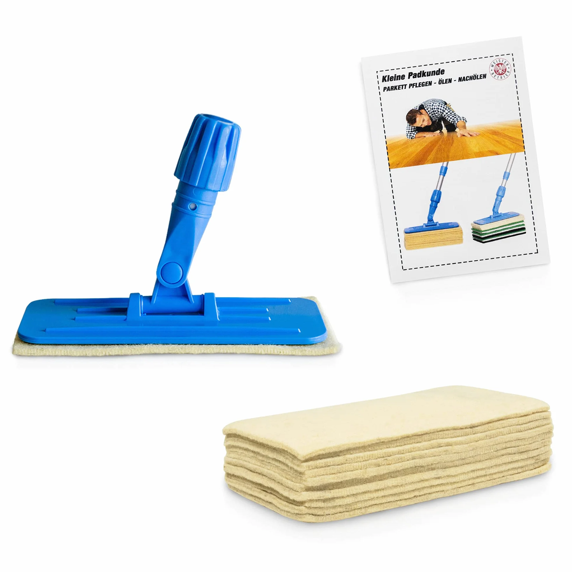 Greenwood Soft Sheep Pad Holder Pro z 10 wełnianymi podkładkami - do ponownego naoliwienia parkietu, marmuru, granitu - podkładki polerskie GlamUp Oil - bez rękawów