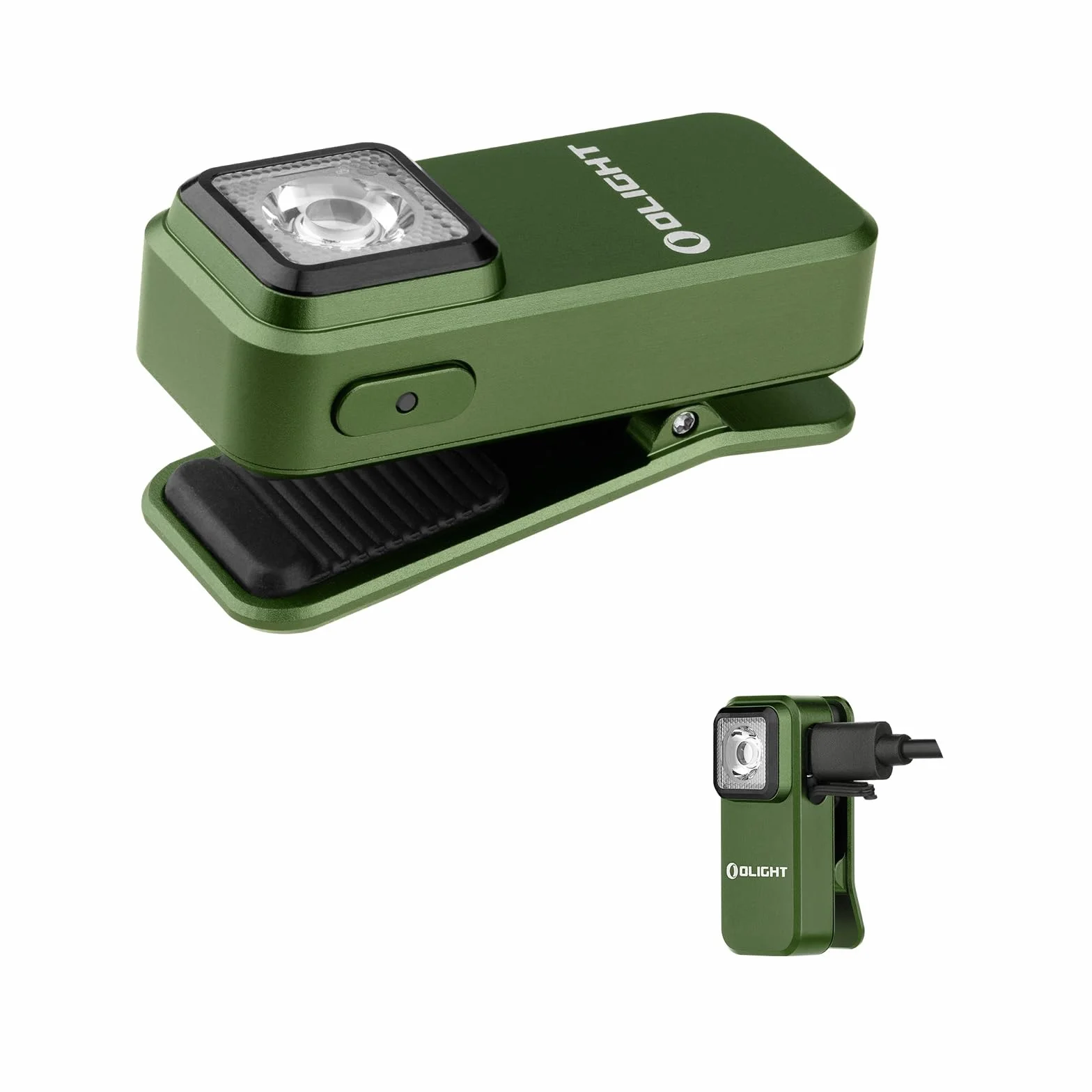 OLIGHT Oclip Mini latarka LED z czerwonym światłem, 300LM jasna latarka USB-C, lampa klipu IPX5 i 1.6m małe migające światło do kempingu i ostrzeżeń bezpieczeństwa(Zieleń wojskowa)