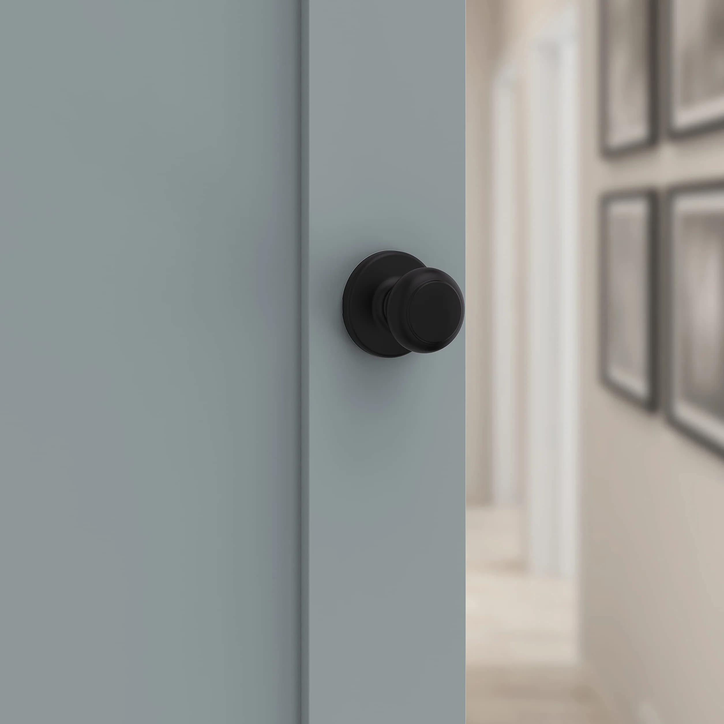 Kwikset 92001-604 Gałka drzwiowa, matowa czerń, przejście