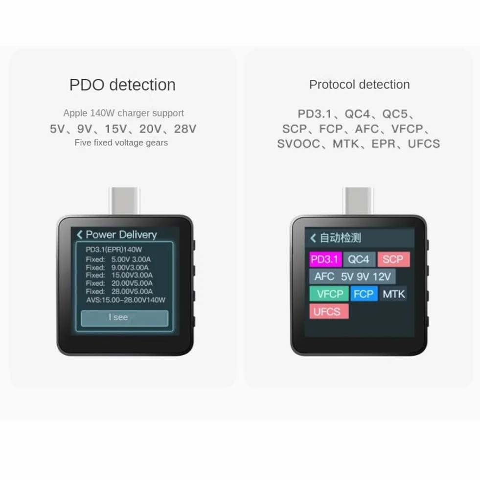 Power-z KM003C Przenośny Tester Szybkiego Ładowania USB-C PD3.1 QC5.0 Cyfrowy Woltomierz i Amperomierz Tester Banku