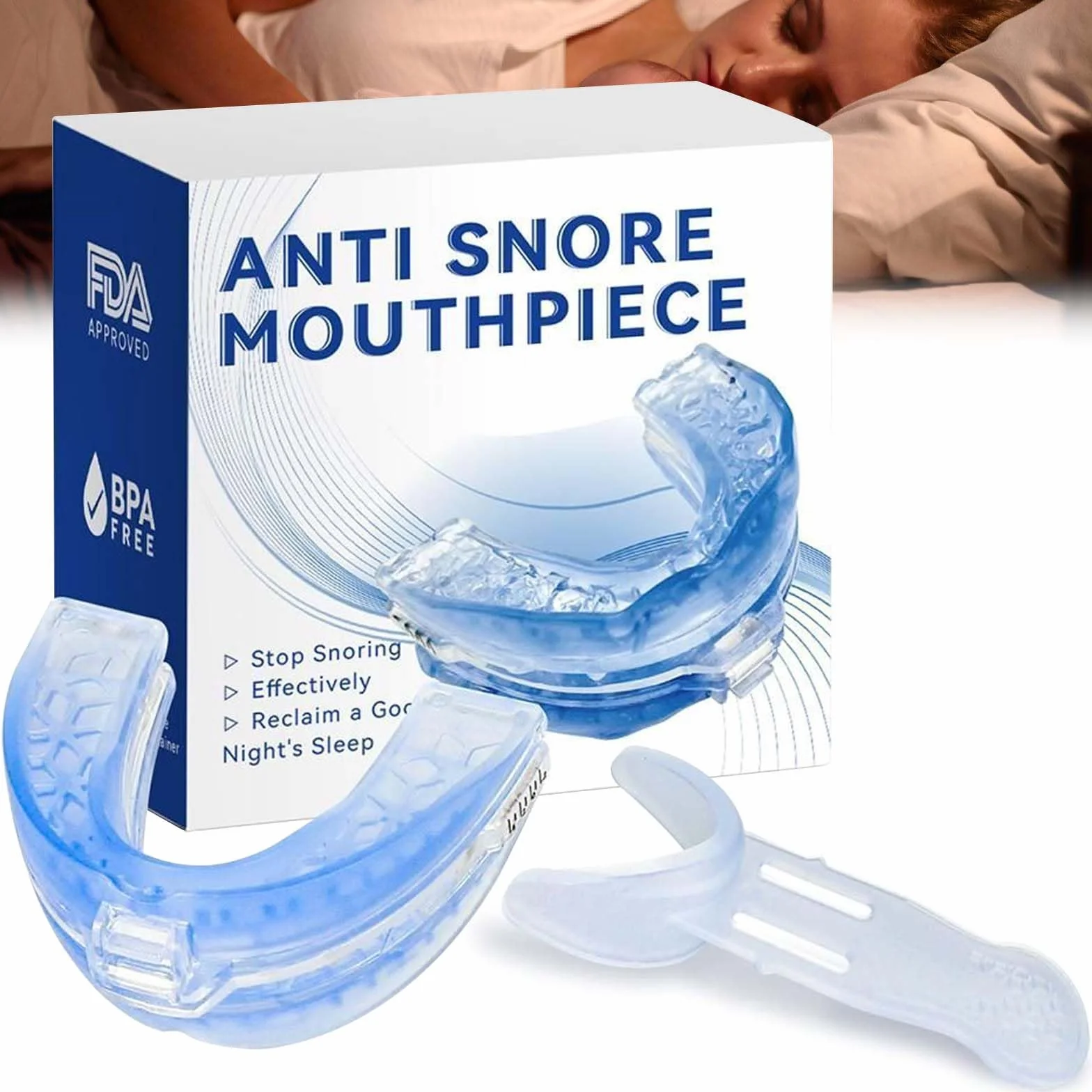 Szyna na chrapanie Sleep Guard uniwersalna na noc, ergonomiczna ustnik przeciw zgrzytaniu zębów