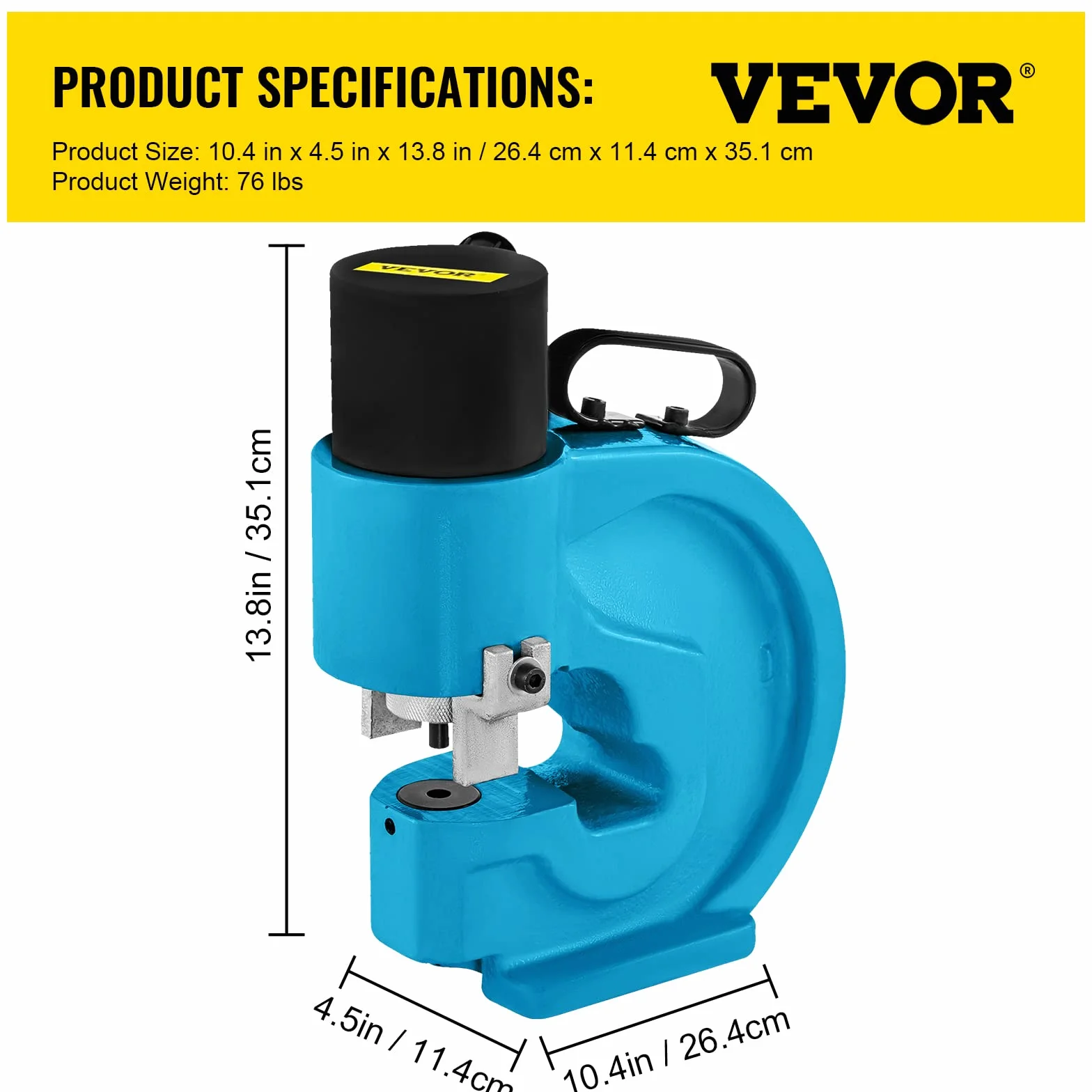VEVOR Hydrauliczne narzędzie do wykrawania otworów, 35T, hydrauliczny wybijak z metalowymi płytkami, wycinak, 4 otwory, narzędzie do wykrawania, zestaw pompy ręcznej, 110 mm, hydrauliczny wycinak do