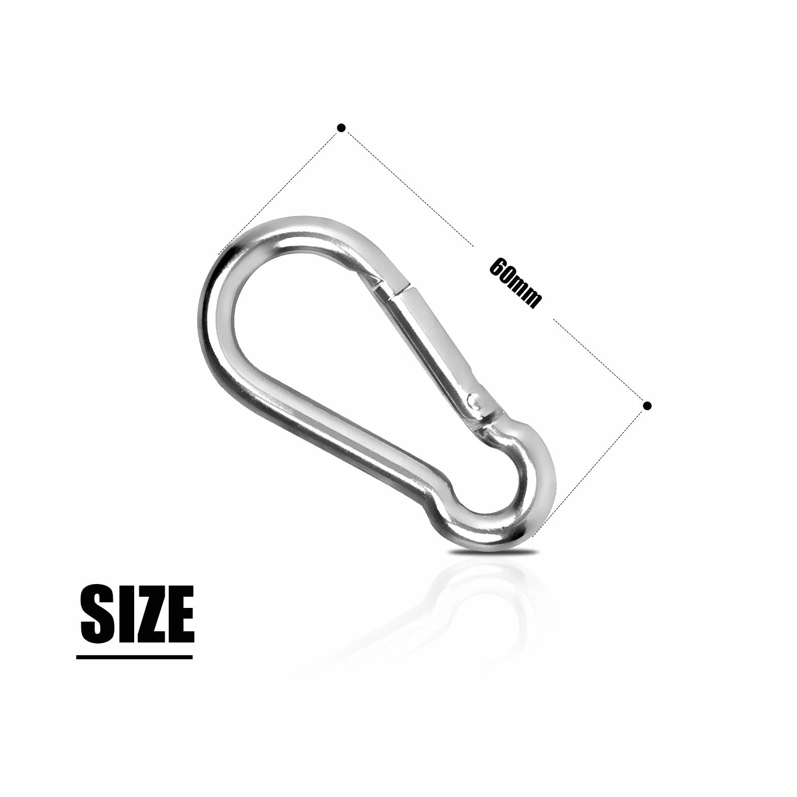 LISOPO 12 sztuk karabińczyków, karabińczyk z zamknięciem zatrzaskowym 60 mm x 6 mm, obciążenie do 150 kg, wysokiej jakości stal premium, do wszystkich pasków i uchwytów z jednym uchem