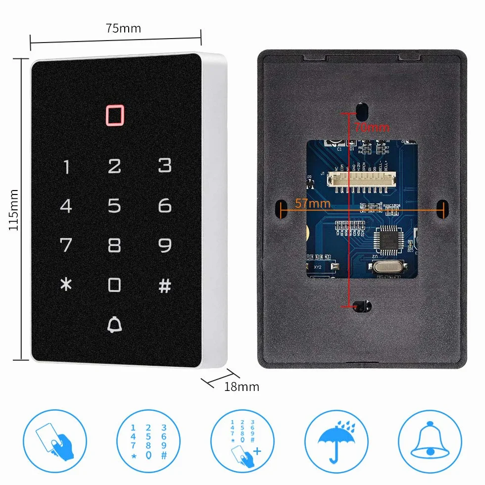 FTSTech 125 KHz EM/ID samodzielna klawiatura z interfejsem Wiegand czytnik RFID kontrola dostępu do mieszkania zestaw bezpieczeństwa z 10 szt. niebieski brelok