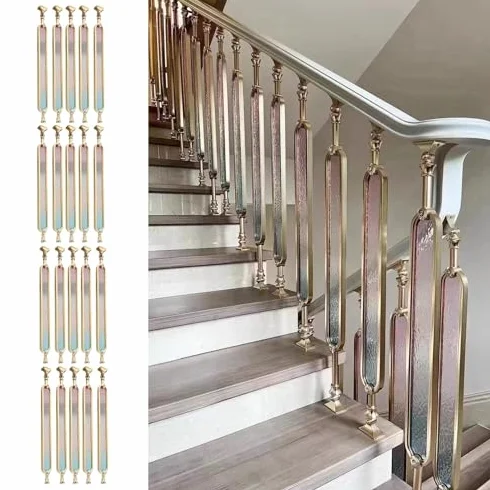 Balustrady schodowe ze złotymi metalowymi kolorami w żywych kolorach - 10 x 80 cm - nowoczesna dekoracyjna poręcz wejściowa do willi, 90 cm, 20 sztuk