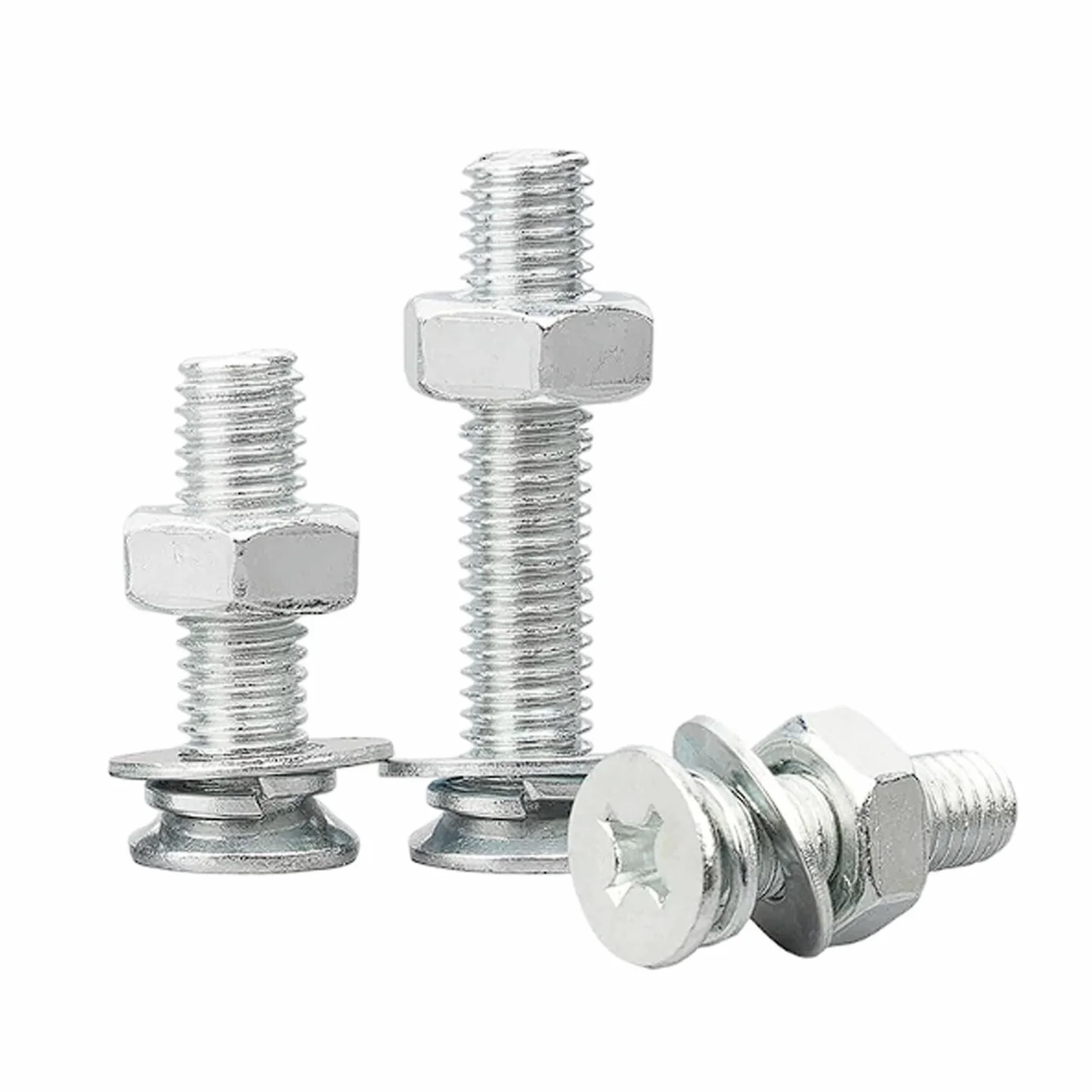 Zestaw śrub i nakrętek z łbem stożkowym, ocynkowanym na biało, śruby płaskie o przedłużonej długości(M6*90 mm20set)