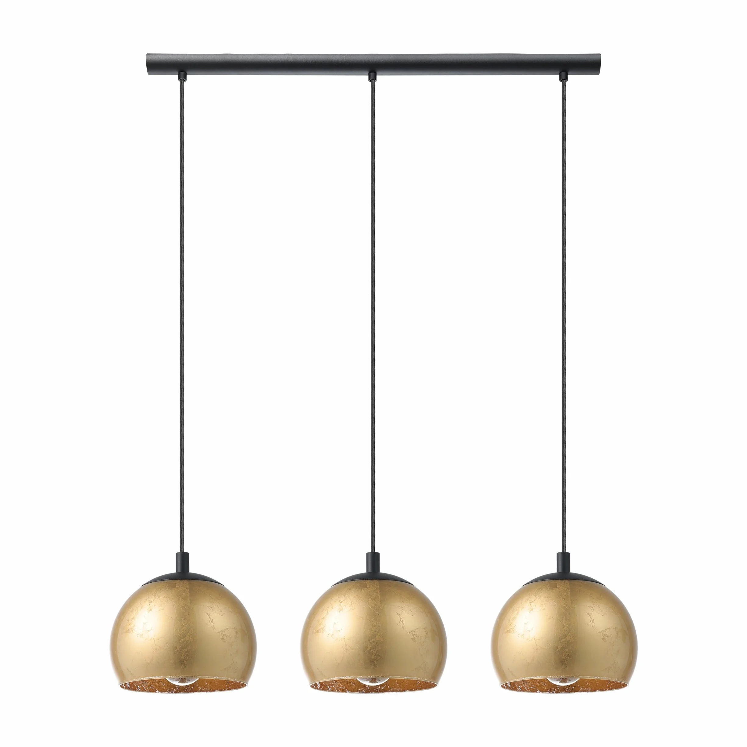 EGLO lampa wisząca Alabraccin, 3-punktowa lampka wisząca stół jadalny | z metalu w kolorze czarnym i szkła w kolorze złotym, oświetlenie do jadalni, oprawka E27, 78 cm
