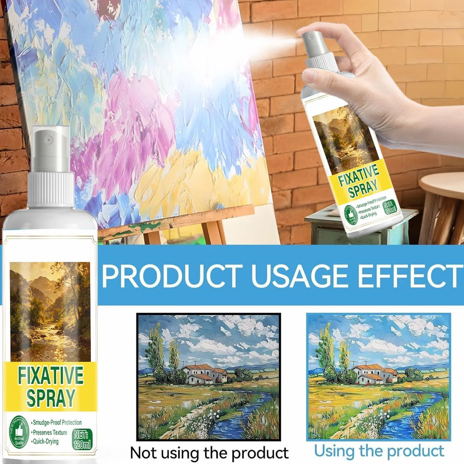 Fixative Spray - Lakier 120ml | Fixative do Rysunków Ołówkiem - do Malowania Rękodzieła Sztuki Tapet Akryli Gwaszu Węgla Olejów