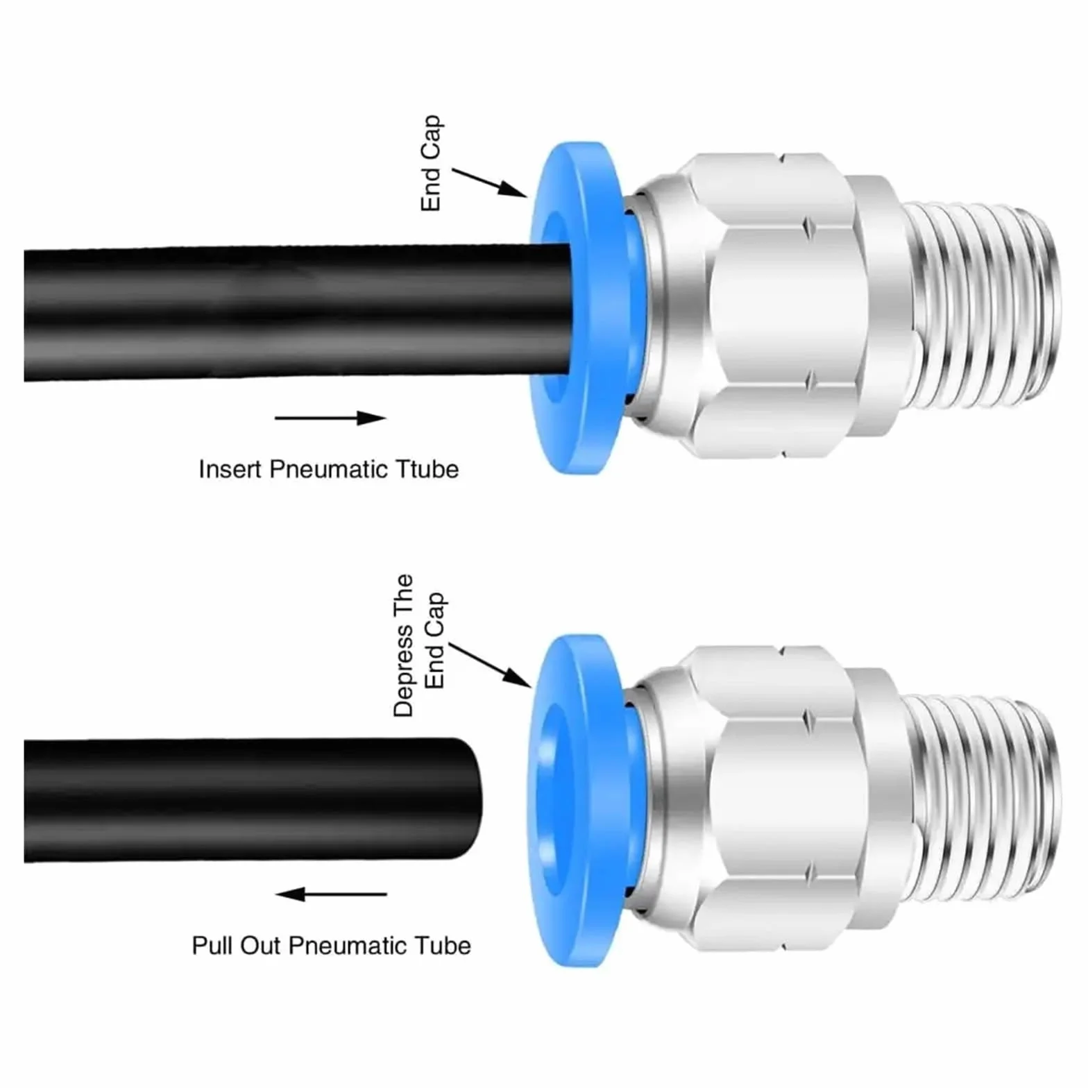 Szybkozłącze Push-In do podłączenia 6mm rura zewnętrzna X 1/4" męski gwint NPT pneumatyczne proste złącza/łącznik(Pack of 25)