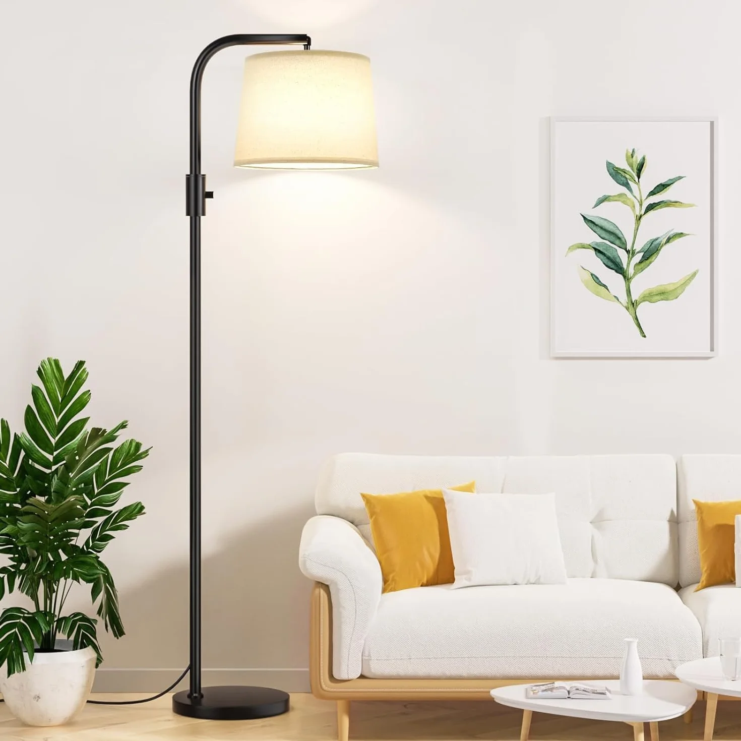 Ambimall Lampa stojąca – lampy podłogowe 9 W w zestawie, lampy stojące do salonu z regulowaną głowicą, nowoczesny przełącznik obrotowy światła stojącego do biura