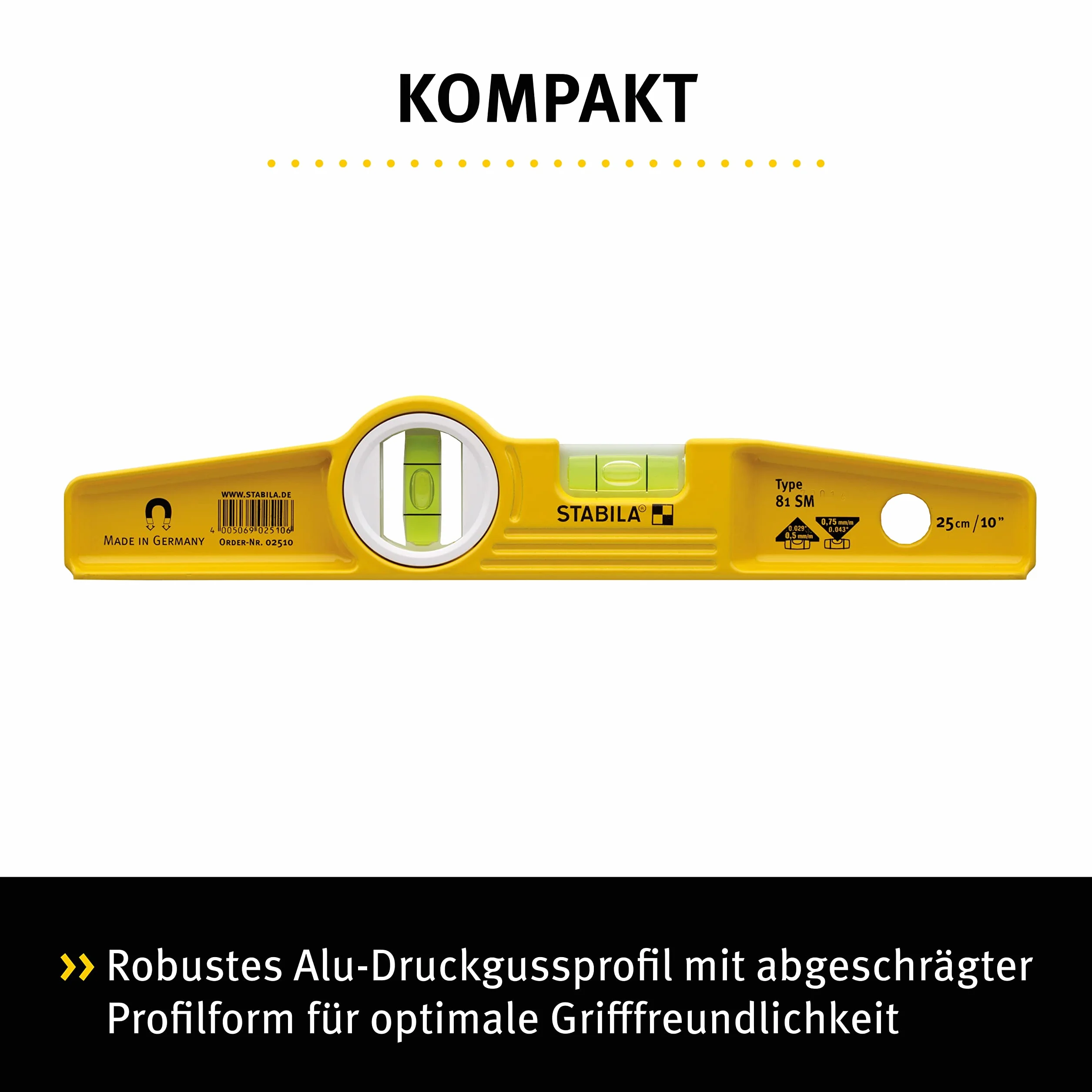 STABILA Poziomica trapezowa Torpedo 25 cm aluminiowa 81S w etui