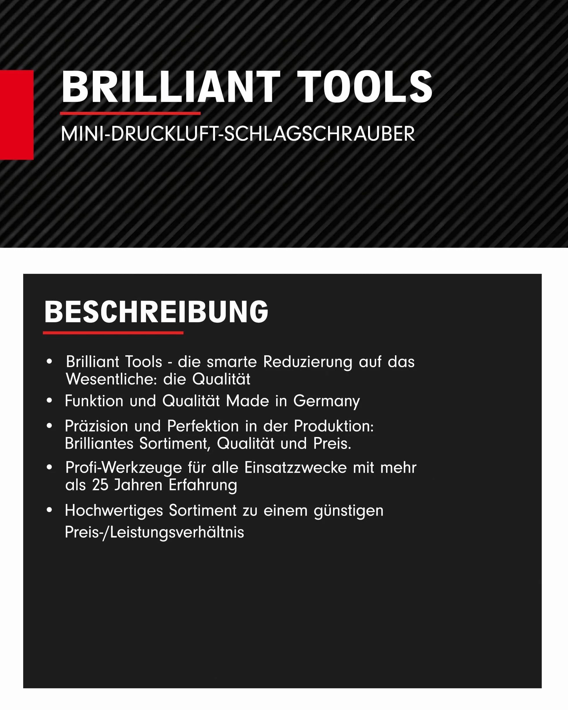 BRILLIANT TOOLS BT160400 1/2" Mini pneumatyczny klucz udarowy, 1.240 Nm [Powered by KS TOOLS]