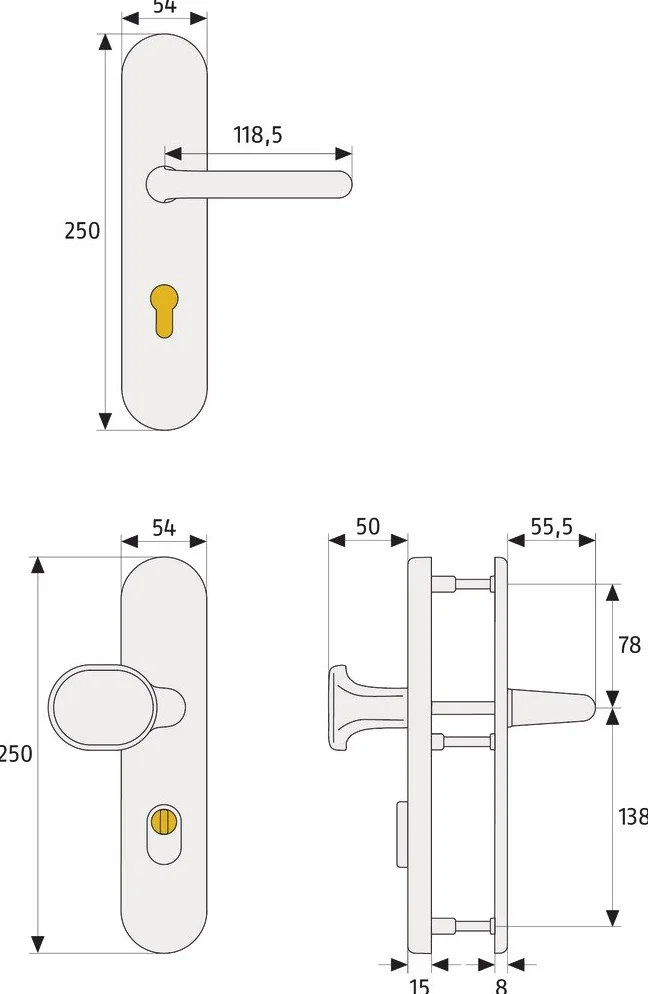 ABUS Okucie ochronne drzwi KLZS714 FS1 z osłoną cylindra - srebrne - 42555