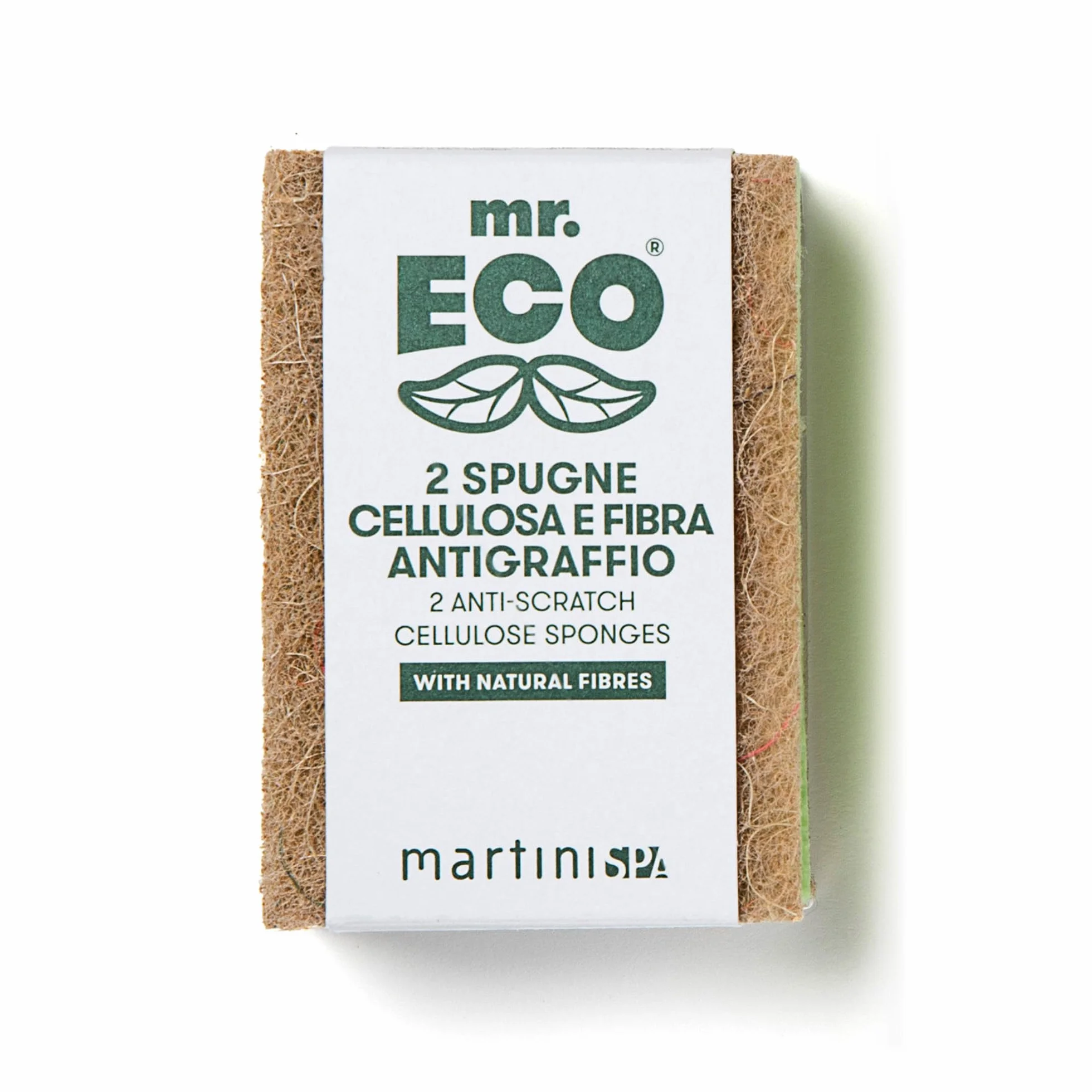 Mr.Eco Martinispa Podwójna gąbka – celuloza i odporne na zarysowania włókna, zielona, brązowa, 30 g