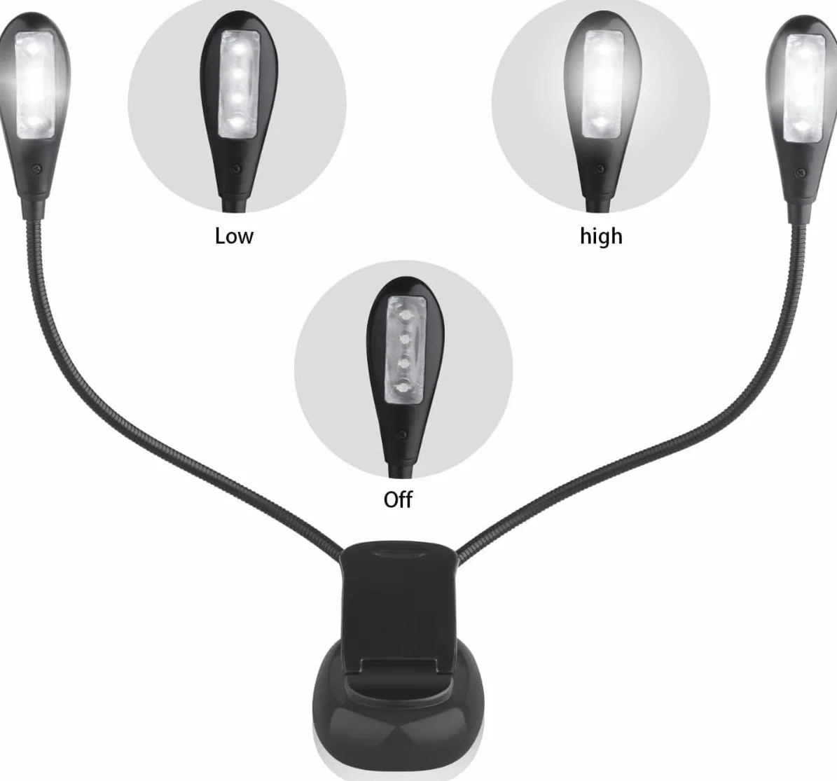 Lampa do czytania, dwie głowice czytnika światła, klips 8LED, 2 tryby jasności, regulowana lampa 360°C, elastyczna przenośna lampka nocna do podróży i czytania w nocy (6 szt.)