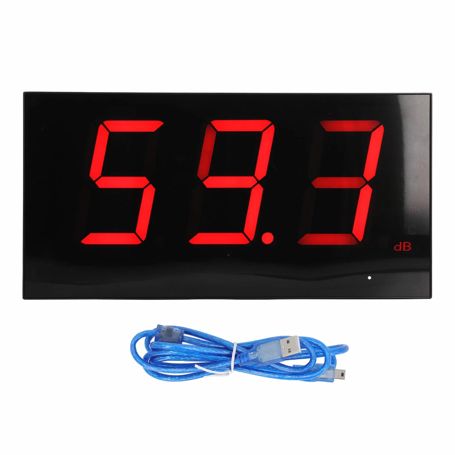 SUNGOOYUE Wiszący Miernik Decybeli, Miernik Poziomu Dźwięku do Montażu na ścianie ABS 30 do 130 DB Duży Wyświetlacz LED Zasilany Przez USB Pracy w Klasie Studio Monitorowanie Hałasu w Domu