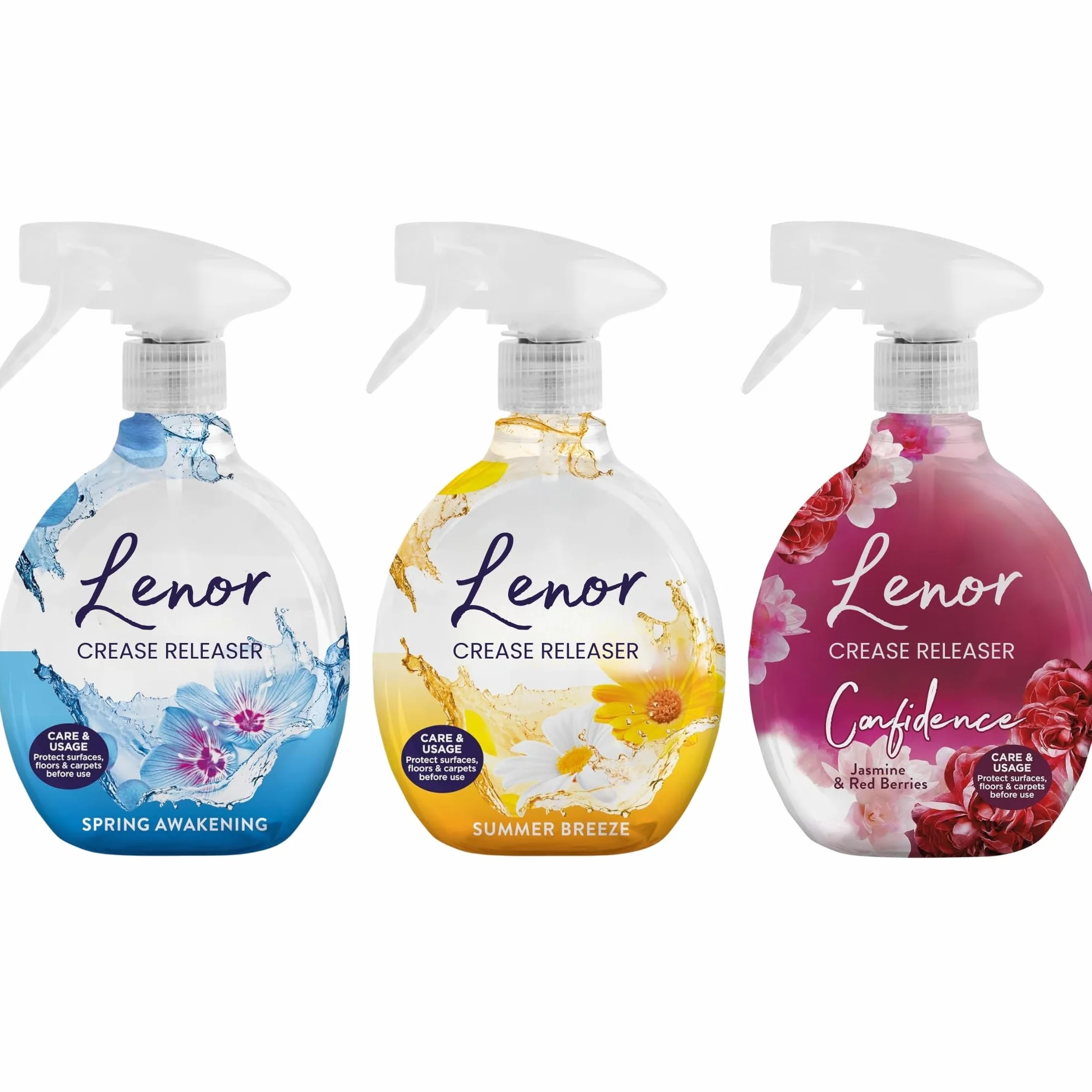 Spray uwalniający zagniecenia, zapach wiosennego przebudzenia, letnia bryza i rubinowy jaśmin, 3 opakowania - 500 ml każdy