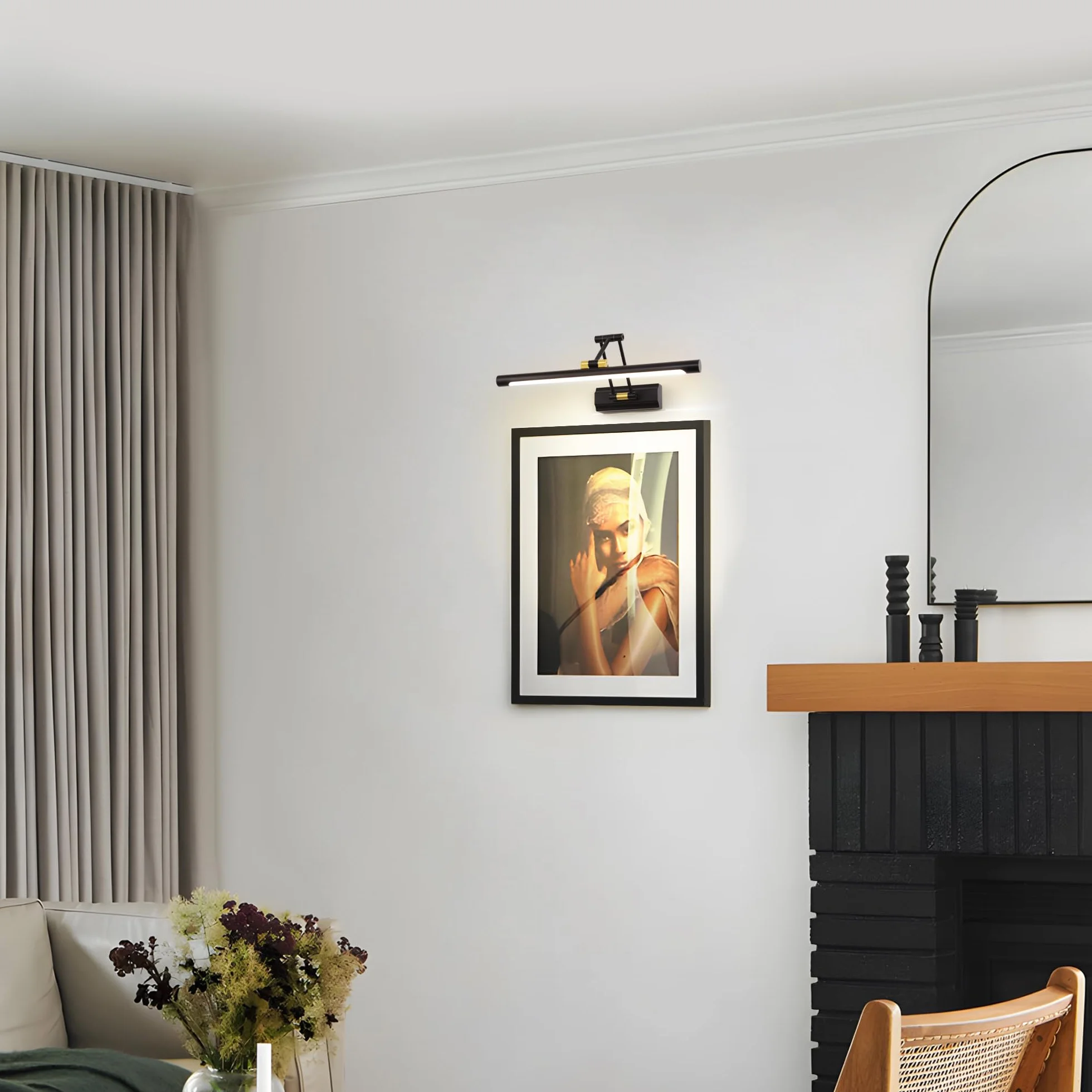 8W Lampa ścienna LED na lustro łazienkowe, 43cm nowoczesne oświetlenie obrazu, oświetlenie łazienkowe, 4000K oświetlenie wewnętrzne garderoba obraz olejny make-up 270° obracana