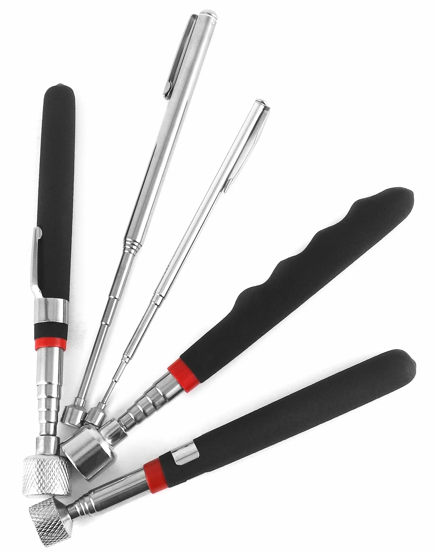 QWORK® 5 szt. Magnetyczny drążek teleskopowy, wysuwane narzędzie magnetyczne, stal nierdzewna, 1.5LB 3LB 10LB 15LB 20LB