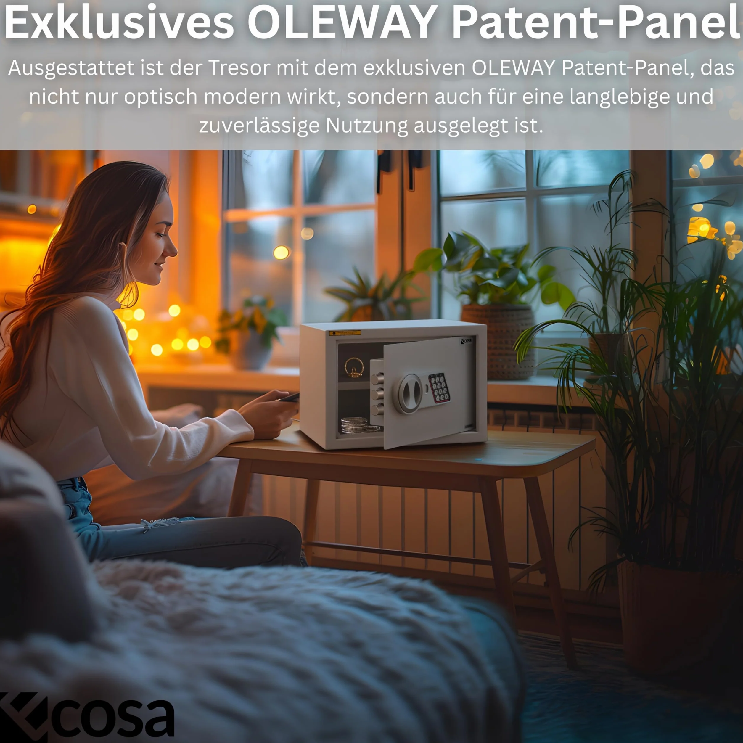 Ecosa Elektroniczny sejf 35 x 25 x 25 cm – sejf meblowy i sejf ścienny z kodem numerycznym i kluczem, sejf hotelowy do domu, 3-krotna, bardzo gruba podwójna blokada bolca, ognioodporny, wodoszczelny