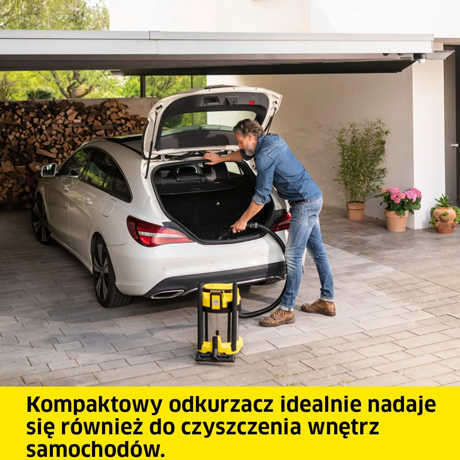 Kärcher Bezprzewodowy odkurzacz do pracy na sucho/mokro WD 3-18, z filtrem, szczeliną i ssawką do odkurzania na mokro/na sucho, 225 W, pojemnik ze stali nierdzewnej
