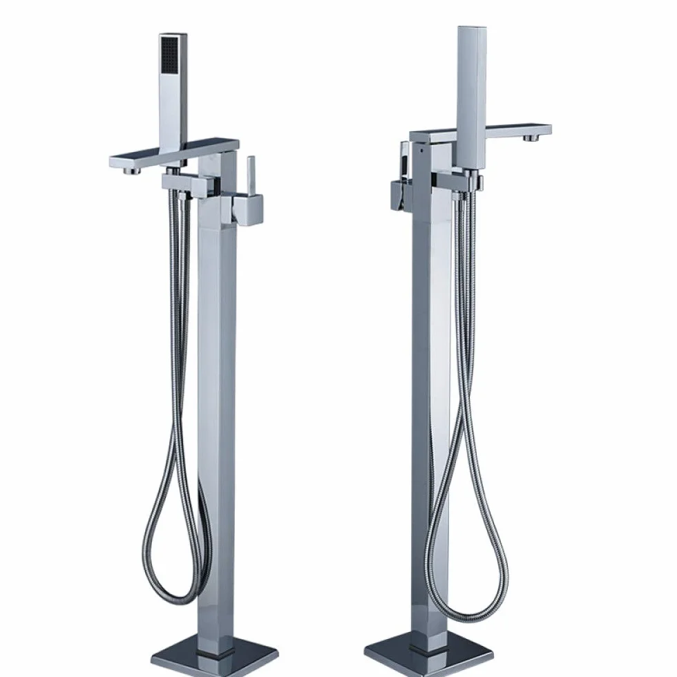 Bateria wannowa Jasny chrom Bateria wannowa Montowana na podłodze Jednouchwytowa bateria wannowo-prysznicowa Wolnostojąca bateria łazienkowa z prysznicem ręcznym, bateria(Chrome Tub Faucet)
