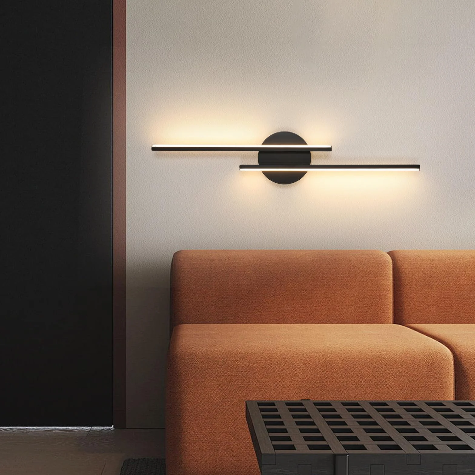 Riserva Lampa ścienna LED, 24 W, czarna, nowoczesna, 3000 K, ciepła biel, liniowe oświetlenie ścienne do salonu, kuchni, korytarza, klatki schodowej, 60 cm