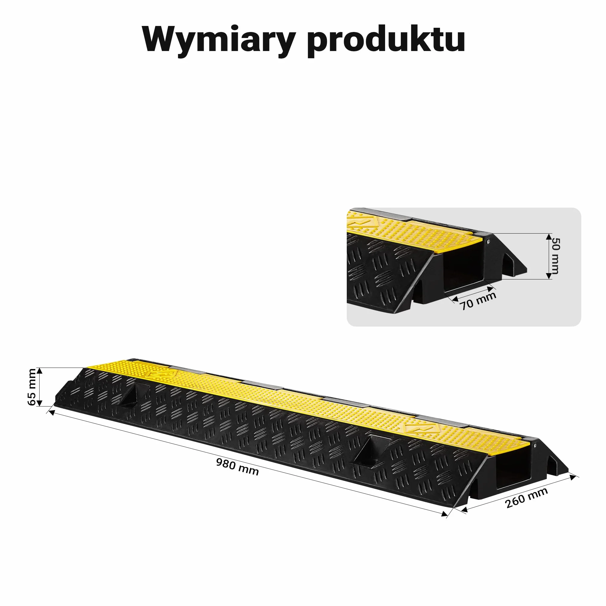 Wiltec Most kablowy 98 x 26 x 6,5 cm, najazd progowy o nośności do 15 t, pomost kablowy ochronny do 30 km/h, osłona przewodów wykonana z polipropylenu i gumy