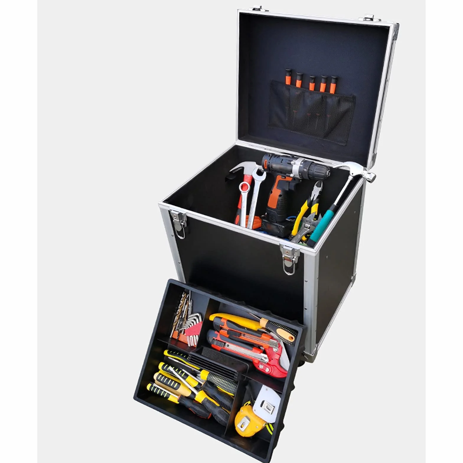 Skrzynki narzędziowe Obudowa na narzędzia wielofunkcyjne z kółkami i uchwytem Stopu aluminiowego Storage Outdoor Hardware Elektrycyna Case Parts Caster Naprawa Przenośna skrzynka narzędziowa (Color :