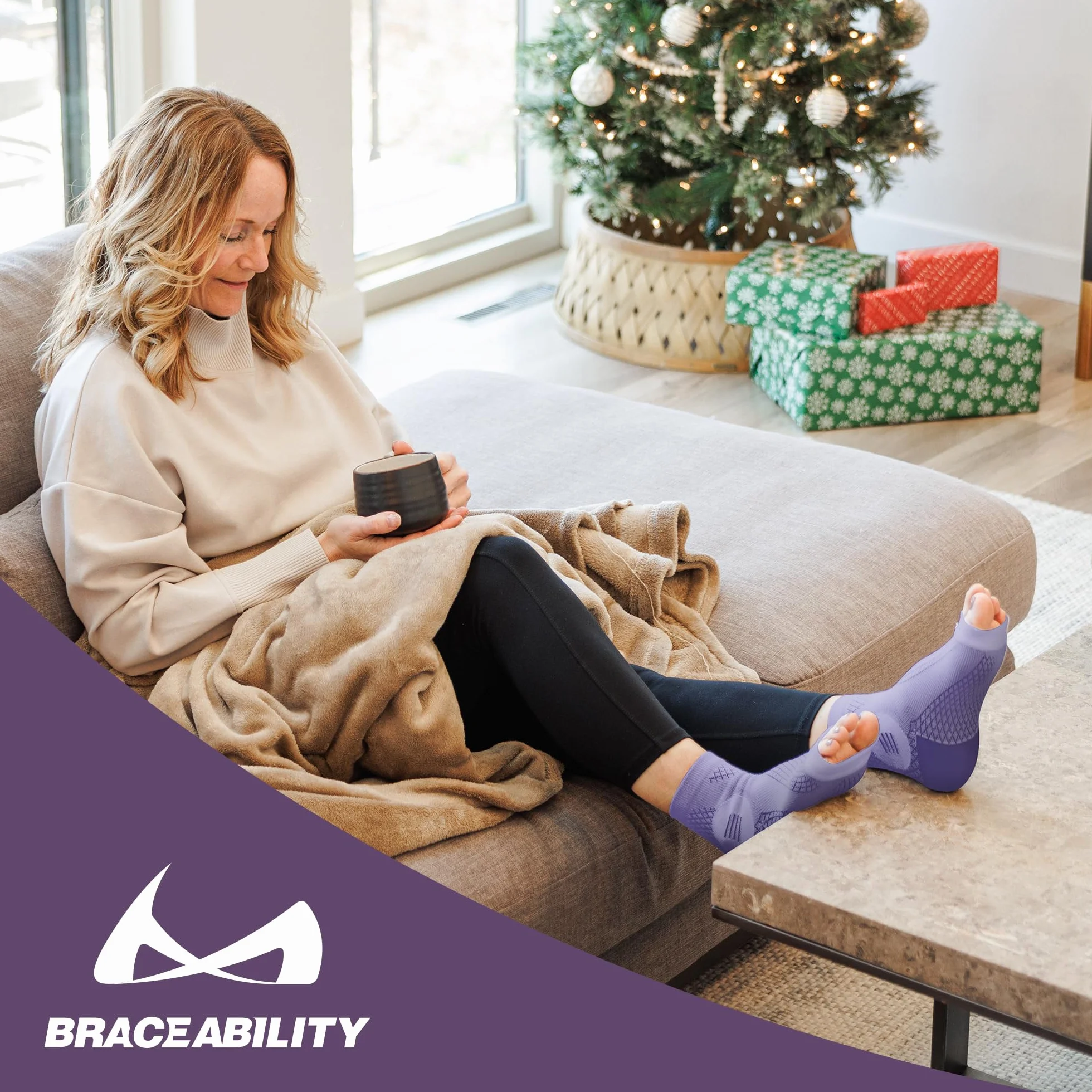 BraceAbility Neuropathy skarpety z kompresją obwodowego zapalenia nerwów, bez palców u stóp, dla mężczyzn i kobiet (XL)