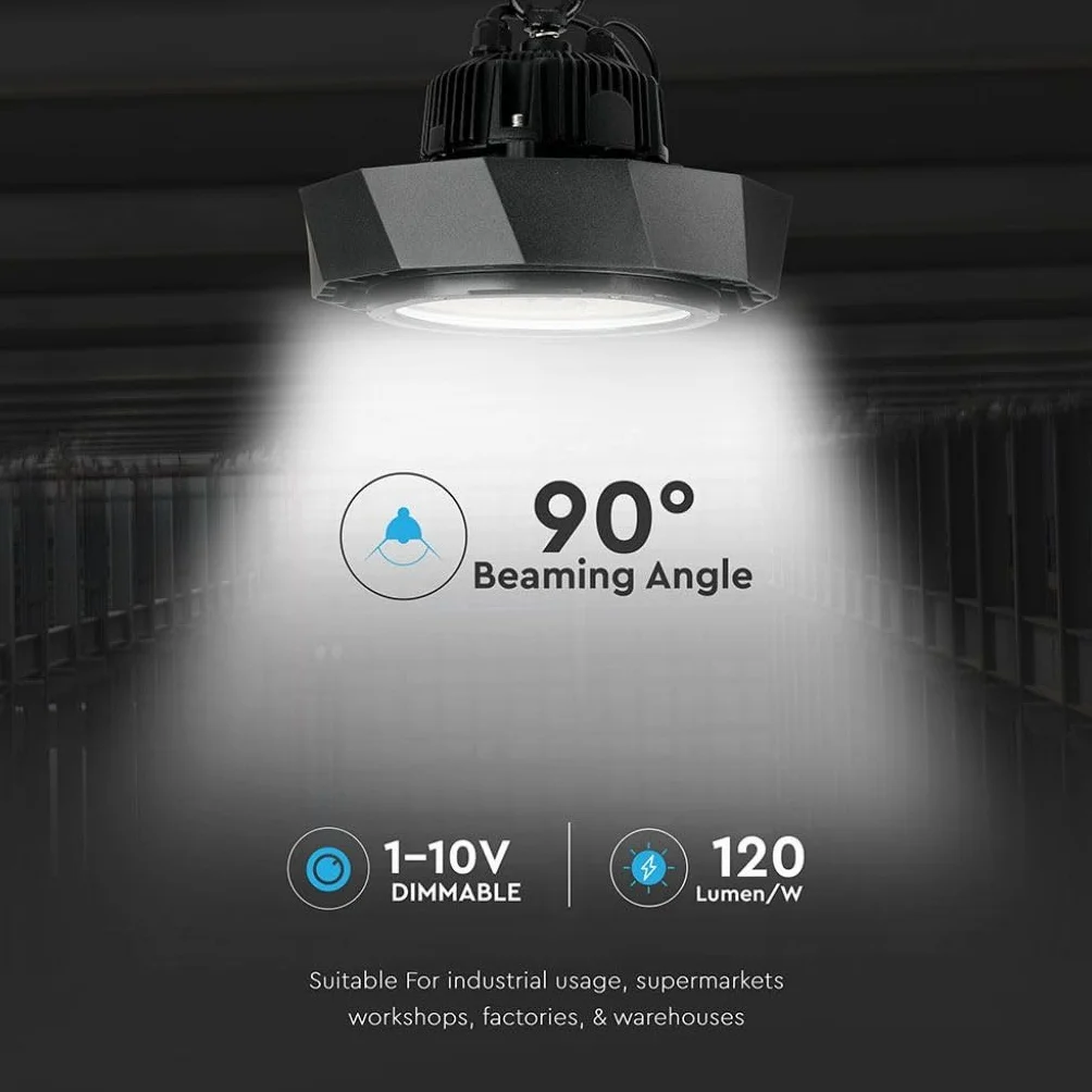 LEDLUX FE56100N reflektor LED dzwonek przemysłowy UFO 100W 4000k 90 stopni 120 lm/W IP65 ściemnialny 1-10 V Smd Chip Samsung 5 lat SKU-583