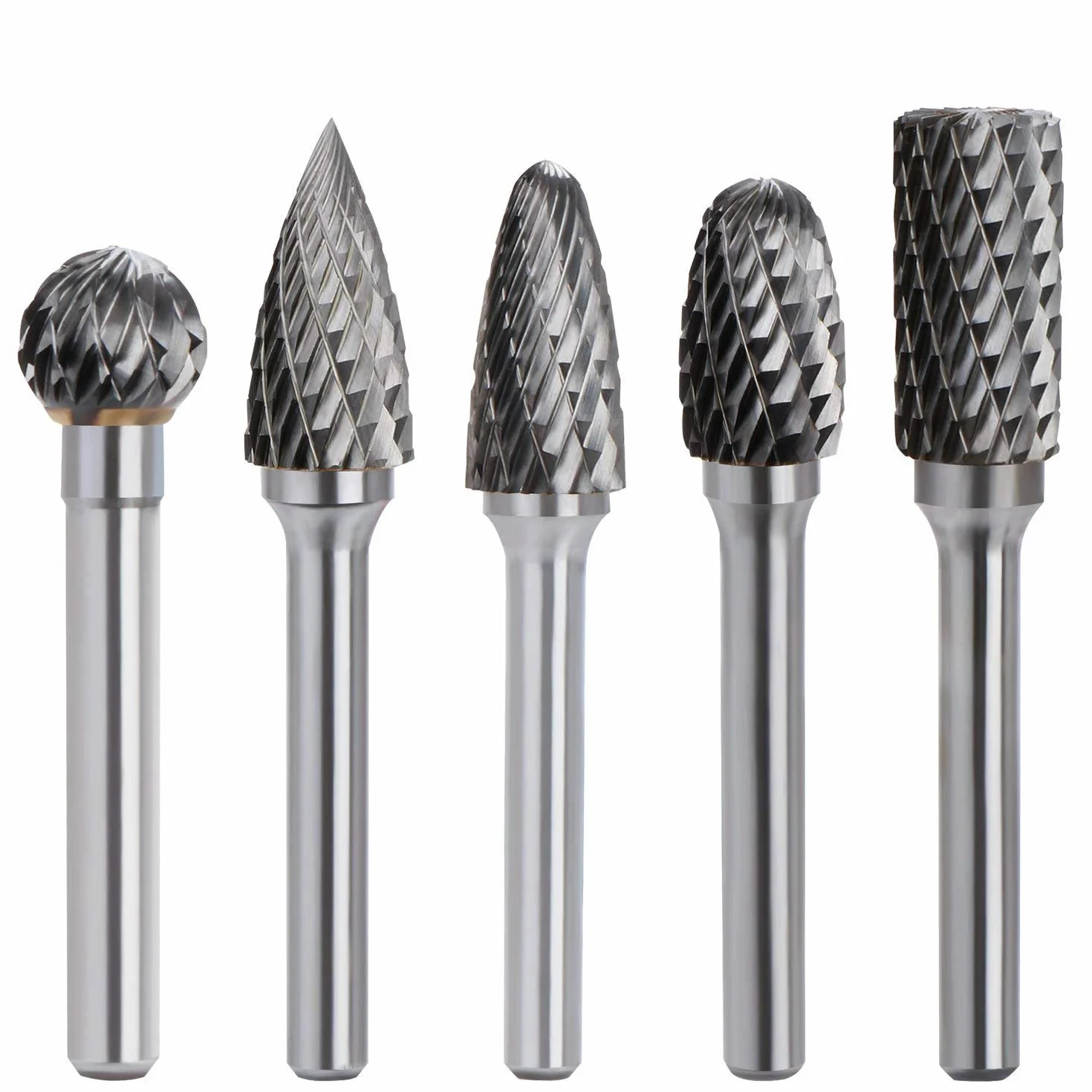 ASNOMY Frezy z węglika wolframu – zestaw 5 sztuk zrapelek 10 mm, z twardego metalu, do szlifierek tnących, rzeźbienia w metalu, polerowania, grawerowania, wiercenia z trzonkiem 6 mm