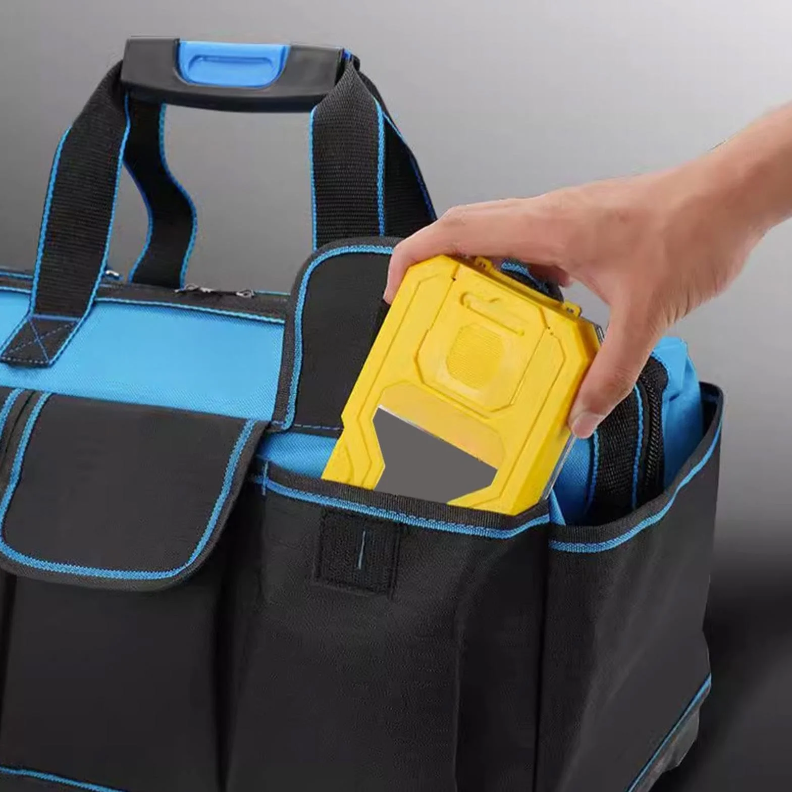 Torba Narzędziowa Elektryka Organizer Wielokieszeniowy Oxford | Torba Narzędziowa Typu Tote Ze Sztywnym Dnem Do Budowy Dom Garaż Warsztat Dla Taty Elektryka Mechanika Stolarza
