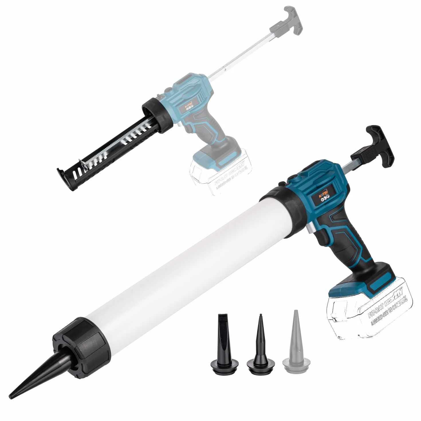 KATSU FIT-BAT bezprzewodowy pistolet uszczelniający 18 V/21 V, bez kapania, 4 regulowane prędkości, pistolet do automatycznego płynnego nakładania, bateria nie jest dołączona