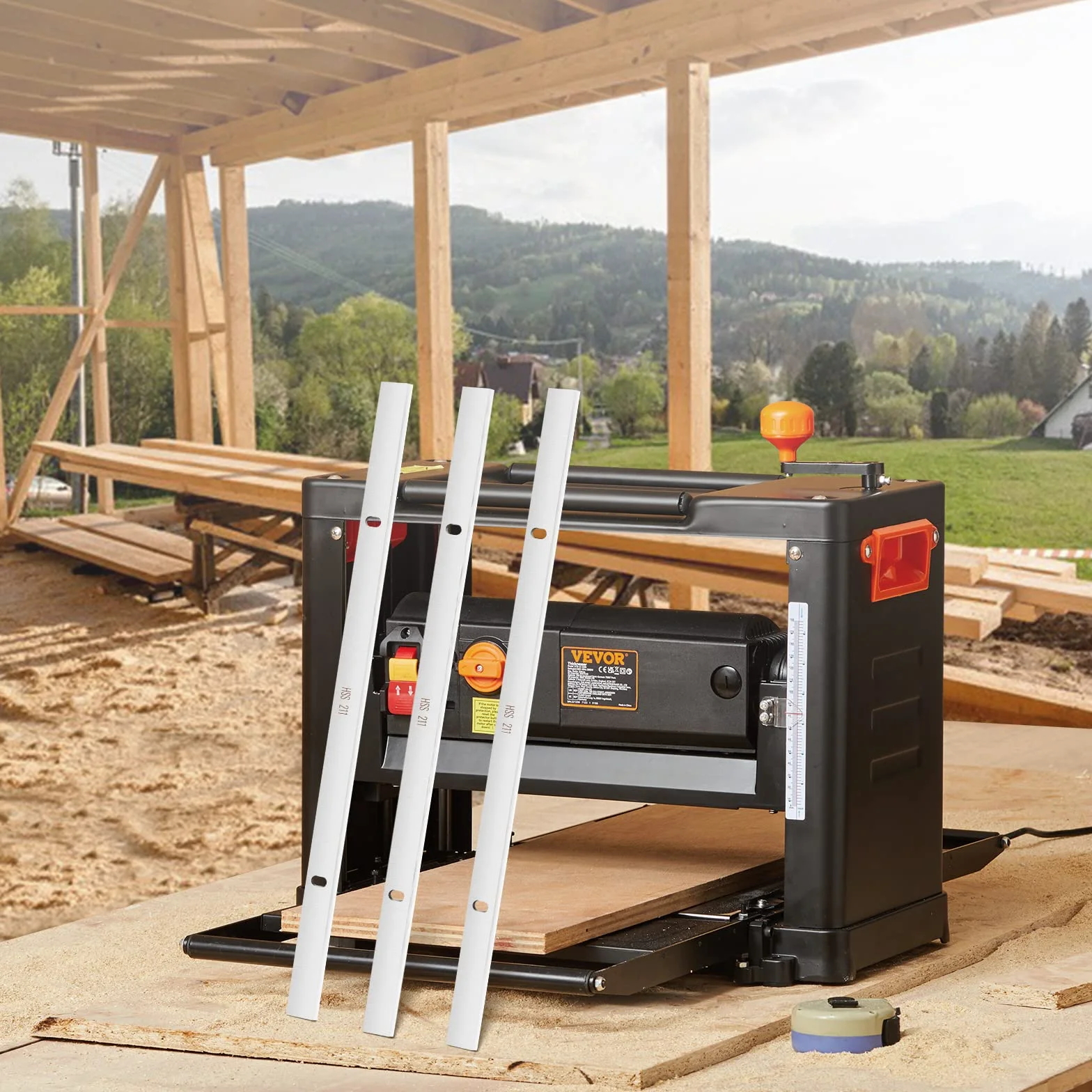 VEVOR Ostrza strugarskie HSS 33 cm 3 SZTUK Wymienne noże do strugarki grubościowej Szybka stal o grubości 2 mm Twardość HRC55-60 Wygodne otwory montażowe do stolarki DIY Wood Home Industries
