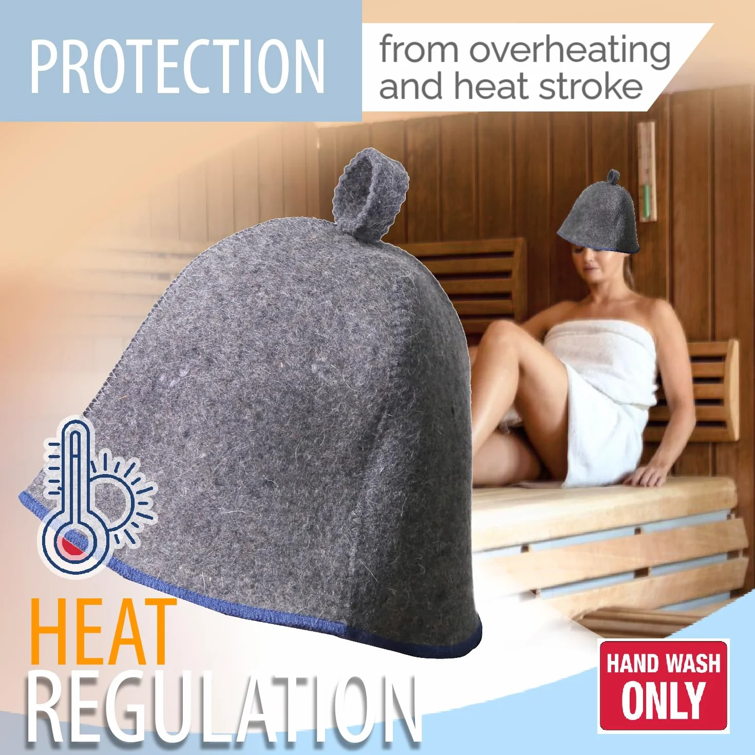 PetriStor Sauna Hat Comfort - Sauna Hat for Women - Wool - for Men - Bathhouse - Felt Cap