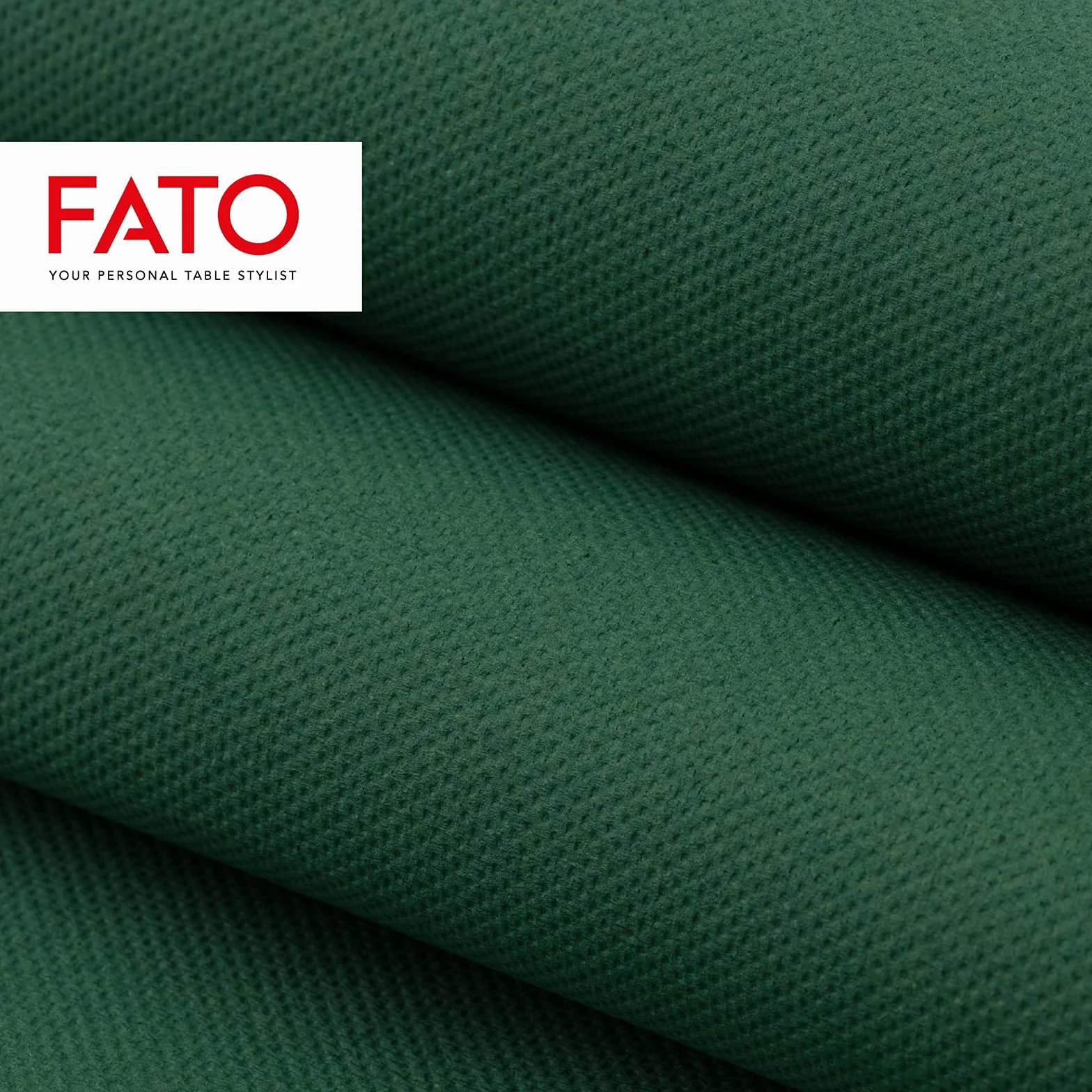 Fato - Jednorazowe serwetki papierowe, miękkość i puszystość, opakowanie z 40 serwetkami, rozmiar 38 x 38 złożone w 4 i 2 warstwach, kolor zielony leśny, 100% czysty papier celulozowy, certyfikat FSC